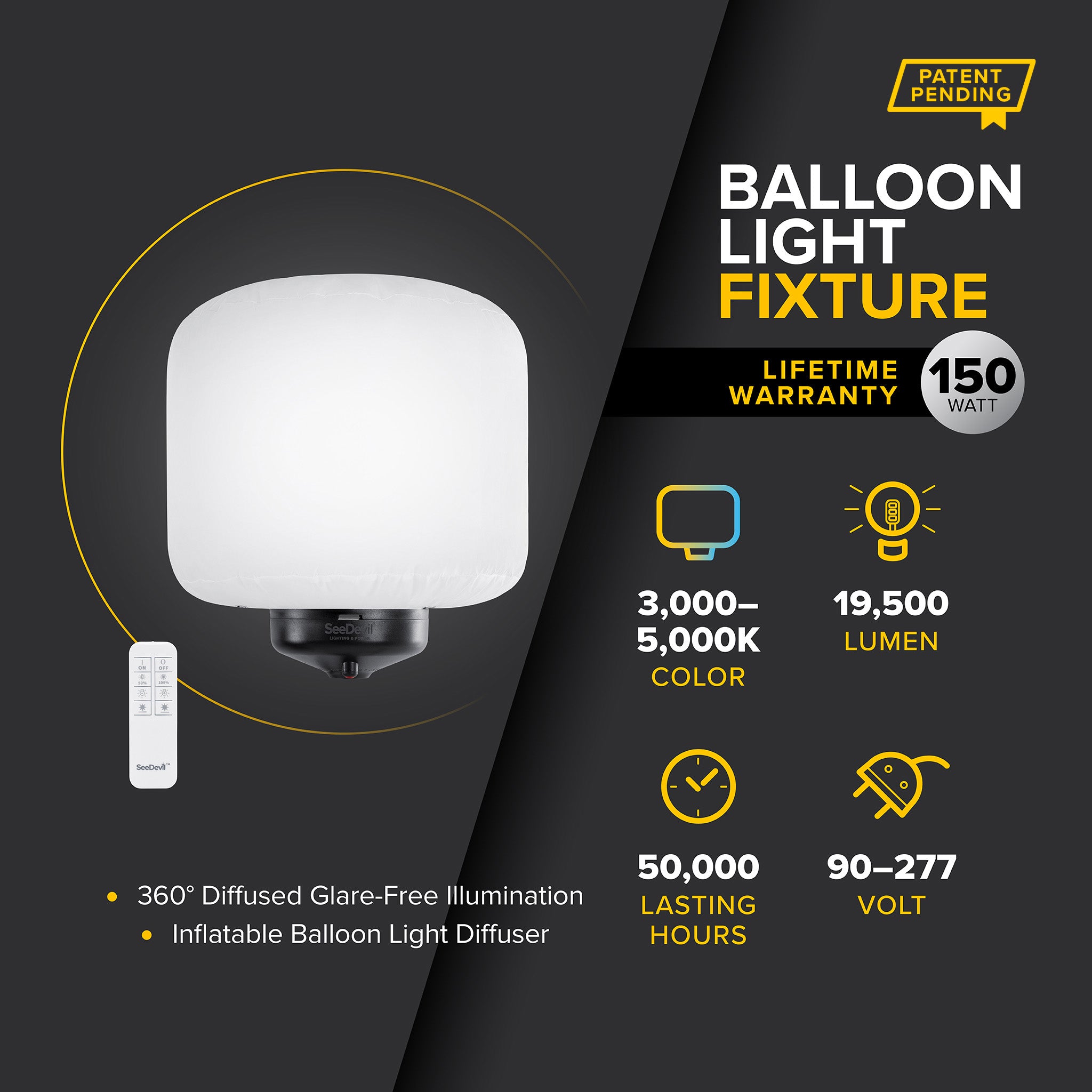 G3 150 Watt Balloon Light Fixture - Outdoor Commercial Lighting for Parking Lots, Stadiums & Warehouses