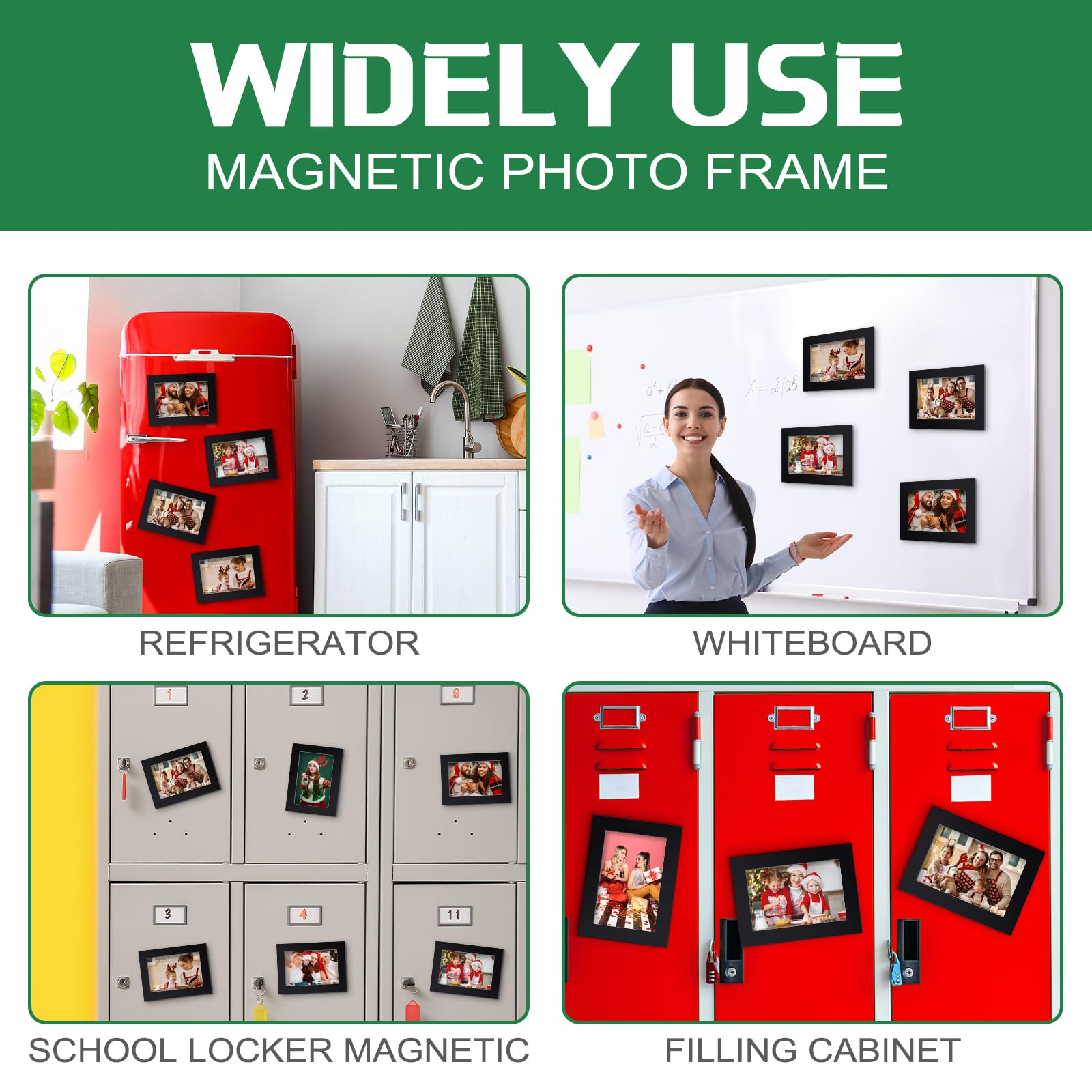 Soaoo 60 Pcs Magnetic Photo Frames - 2.5 x 3.5 Inches Reusable Wallet Size Picture Holders for Refrigerator, Cabinet, Office & Classroom - Black Magnetic Photo Sleeves for Displaying Family Photos, Artwork and Memorable Moments
