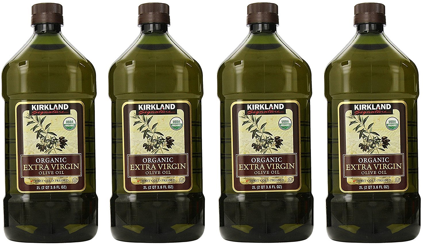 Kirkland Signature Organic Extra Virgin Olive Oil, 2L (4 Pack) - Premium Cold Pressed Olive Oil for Cooking, Salad Dressing & Healthy Recipes - Perfect for Mediterranean Diet & Home Cooking