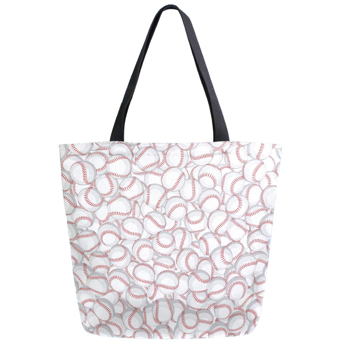 Stylish Baseball Print Oversized Canvas Tote Bag with Top Handle - Durable Gym Beach Weekender Travel Shopping Bag for Women & Men | Perfect for Sports Outings, Vacation & Daily Use