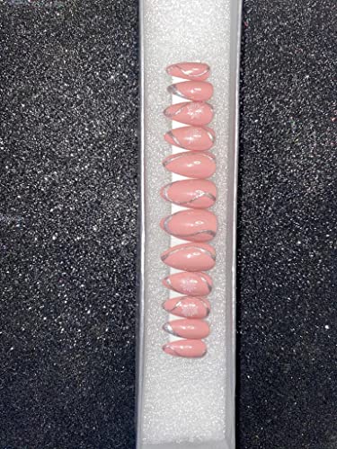 Natural Nude Glitter Press On Nails - Long Lasting Fake Nails with Glitter Design for Women | Perfect for Parties, Weddings & Special Occasions