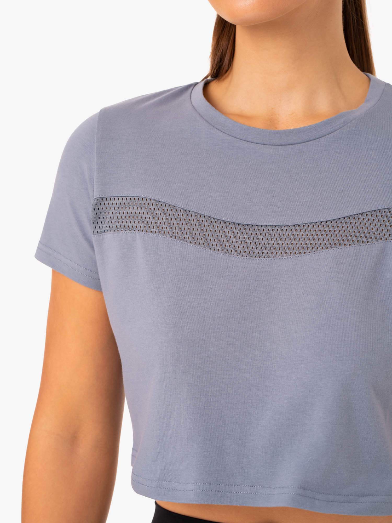 Hybrid Mesh Tee - Breathable & Comfortable Steel Blue T-Shirt for Men | Perfect for Gym, Running & Casual Wear