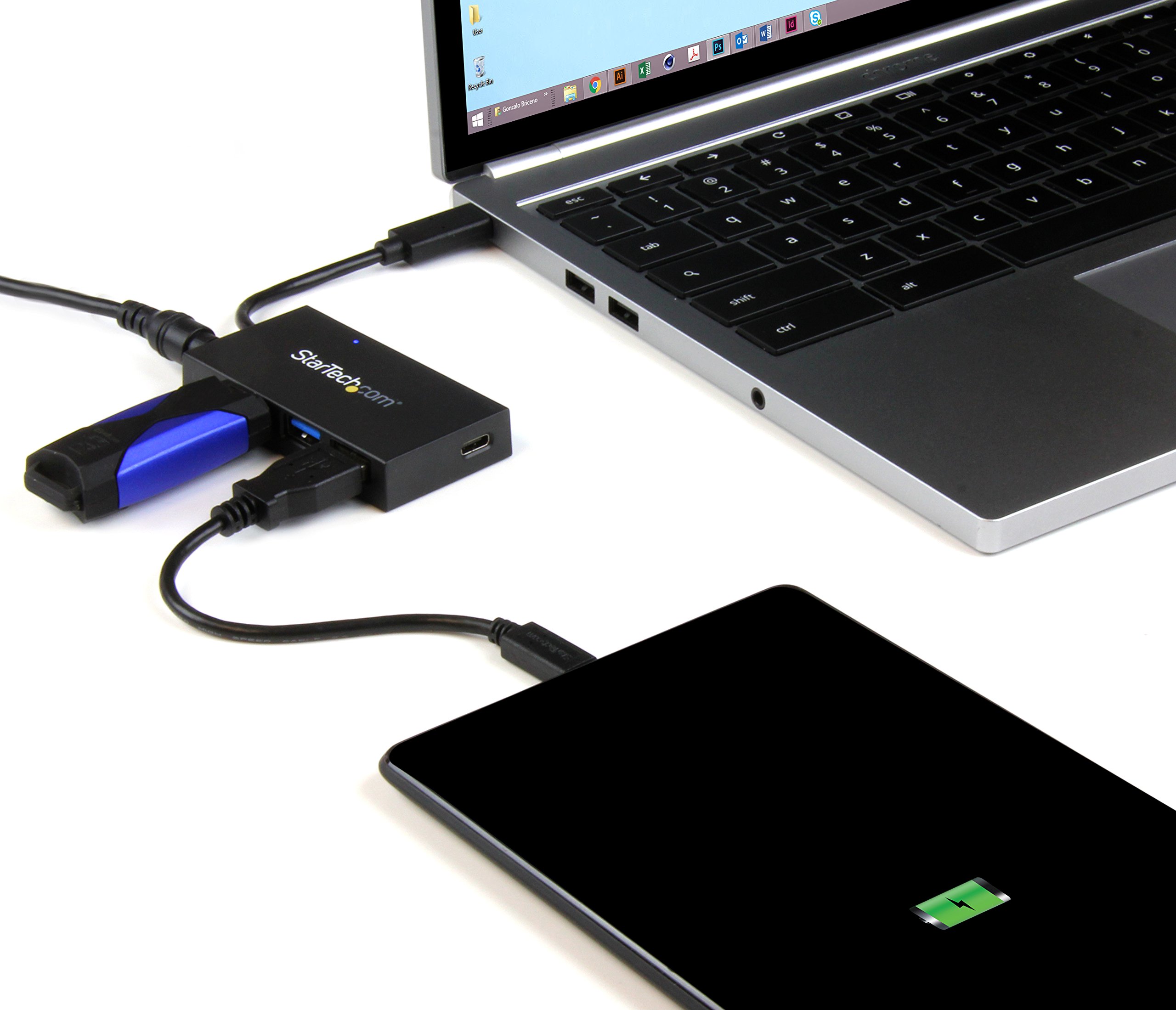 StarTech.com 4-Port USB C Hub with Power Adapter - USB-C to 3x USB-A & 1x USB-C Port Expander (HB30C3A1CFS) - Perfect for Laptops, Tablets & Workstations