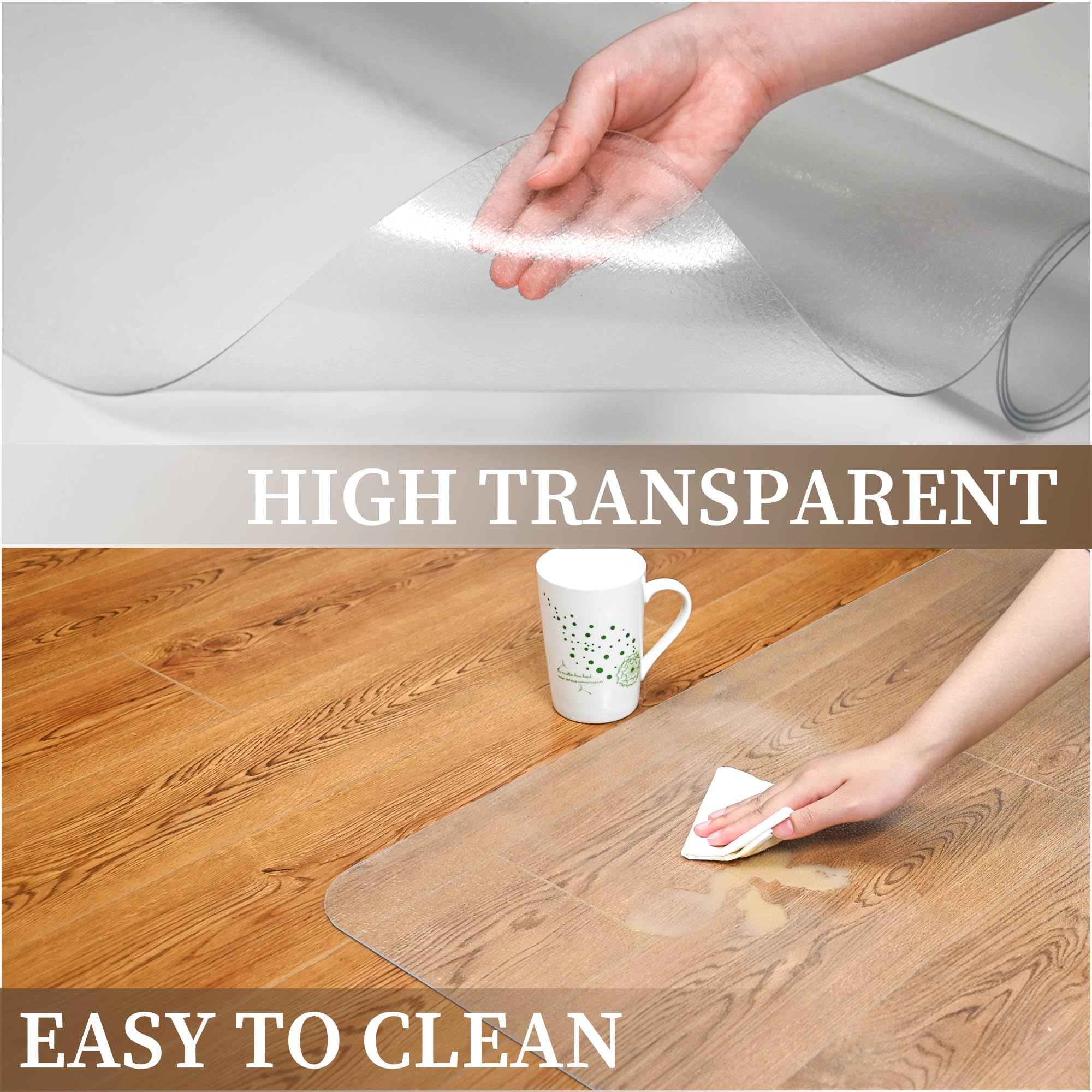45” x 53” Clear Office Chair Mat for Hardwood Floors - Large Floor Protector Mat for Easy Rolling Desk Chairs - Durable & Easy to Clean Rectangle Chair Mat - Perfect for Home Office, Study Room & Workspace