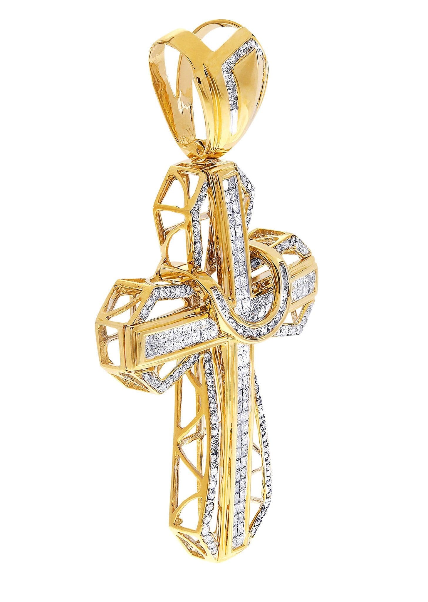 4.11 Carat Diamond Cross Pendant Necklace - 21.23 Grams Solid Gold Religious Jewelry for Women - Perfect for Church, Weddings & Special Occasions