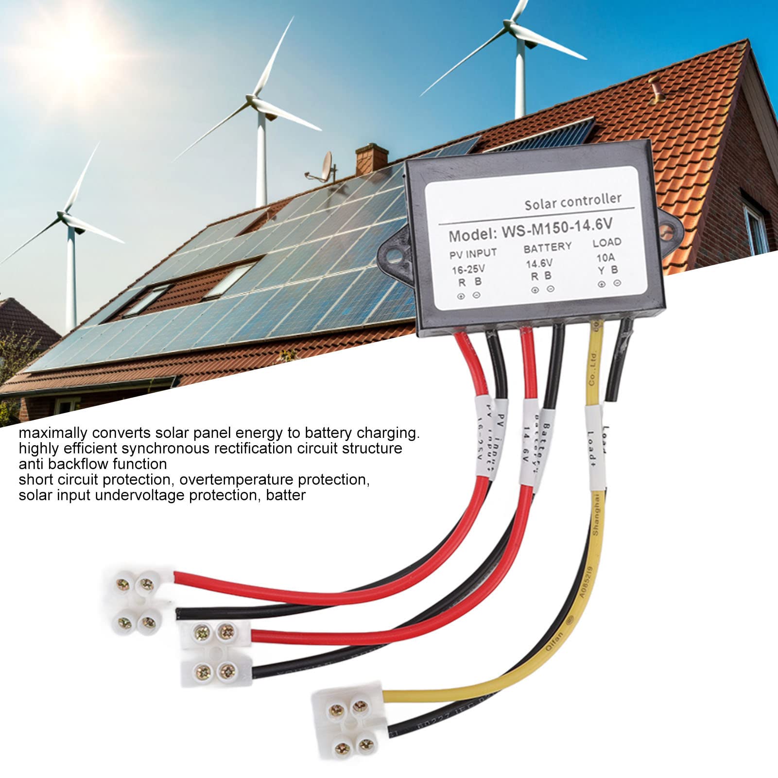 150W MPPT Solar Charge Controller 12V/24V with Synchronous Rectification - Efficient Solar Panel Regulator for RV, Boat, Off-Grid Systems & Battery Charging (WS M150 14.6V Normally Open)