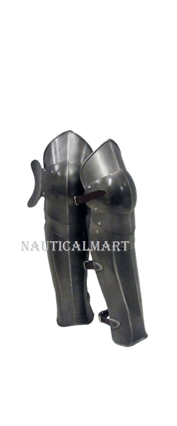 Medieval LARP Armor Articulated Greaves - Authentic Leg Guards for Cosplay, Renaissance Fairs & Historical Reenactments