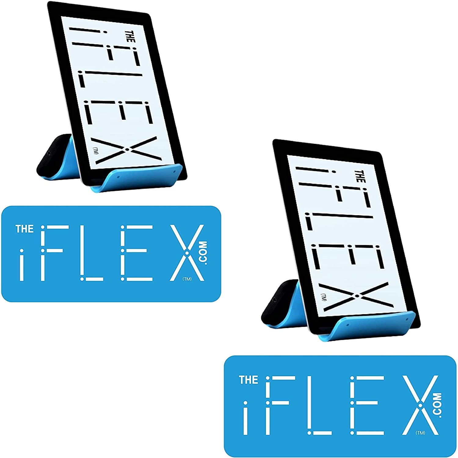 iFLEX Adjustable Cell Phone Stand & Tablet Holder - Flexible Phone Stand for iPhone, iPad, Samsung - Perfect for Video Calls, Watching Videos, Reading & Desk Work (Sky Blue, 2-Pack) | Home Office, Bedside, Kitchen & Travel Use