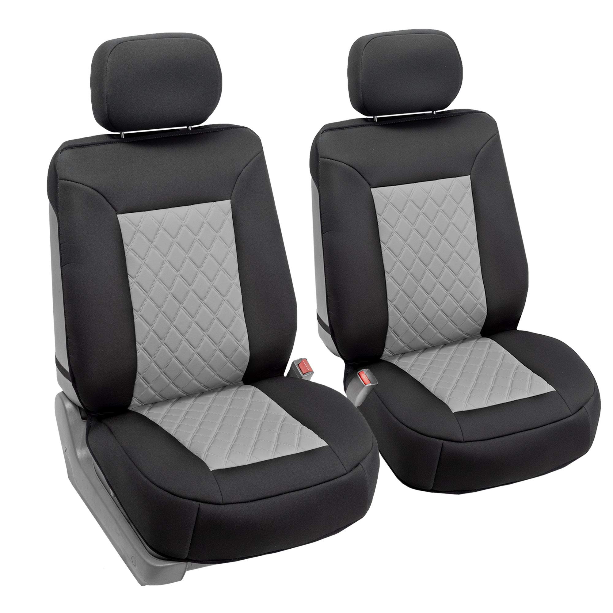 FH Group Neosupreme Low Back Car Seat Covers - Universal Fit for SUVs & Cars, Airbag Compatible, Gray/Black - Perfect for Office Chairs, Gaming Seats & Vehicle Protection