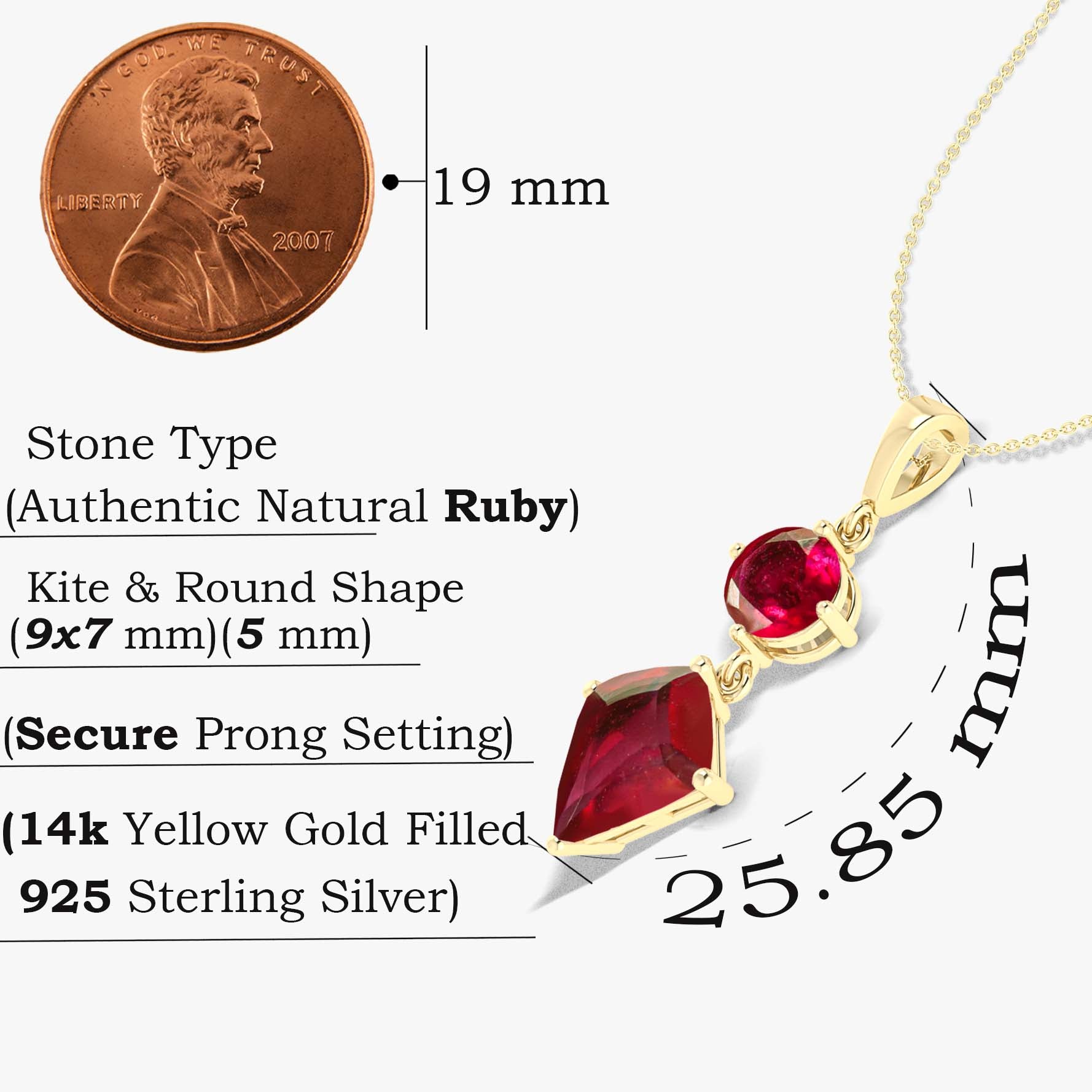 Authentic Natural Red Rose Ruby Pendant Necklace for Women - Elegant Jewelry Gift for Valentine's Day, Anniversary & Special Occasions