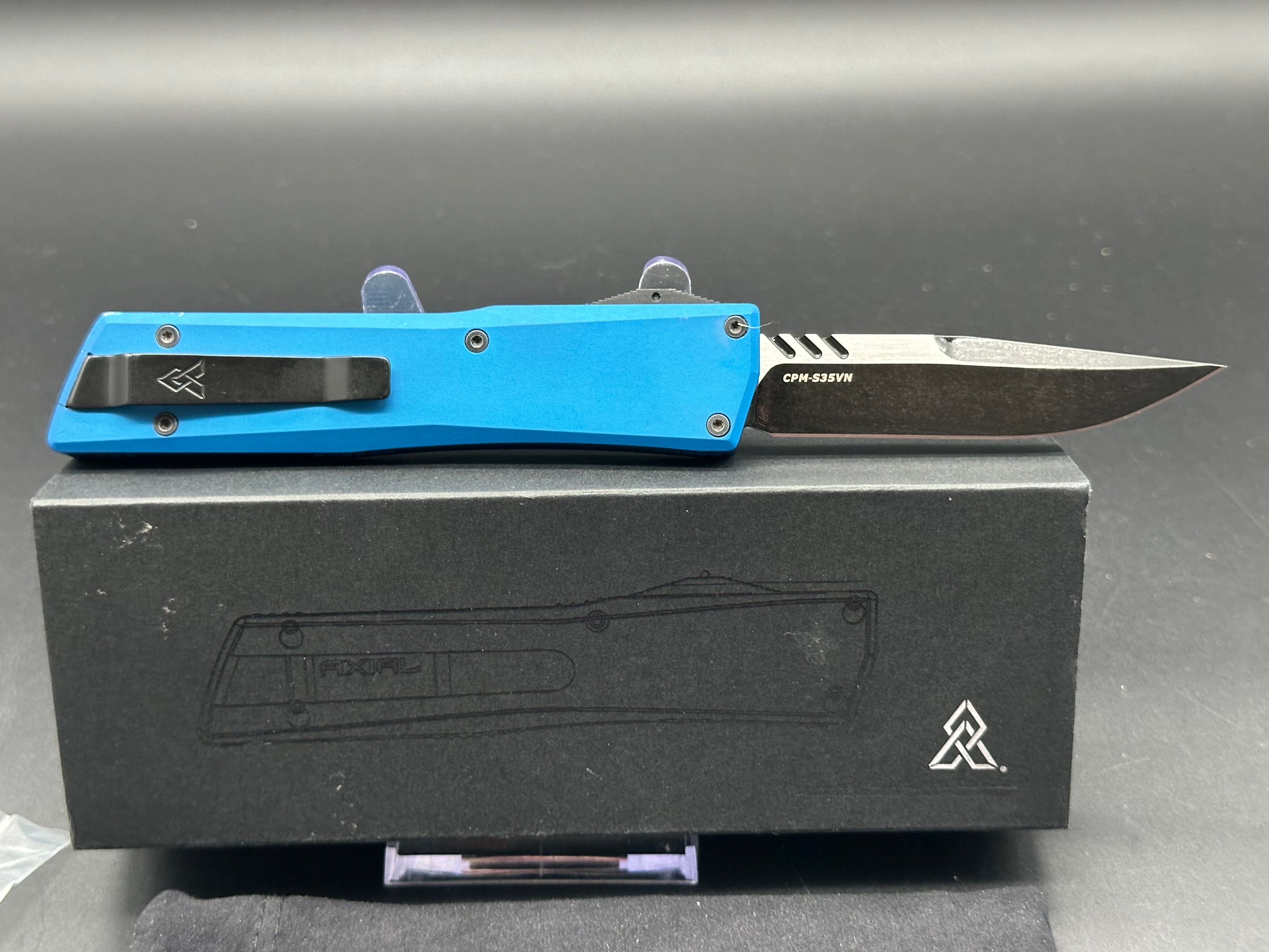Axil Shift Blue Aluminum S35VN Out-The-Front Knife - EDC, Tactical & Outdoor Survival Tool