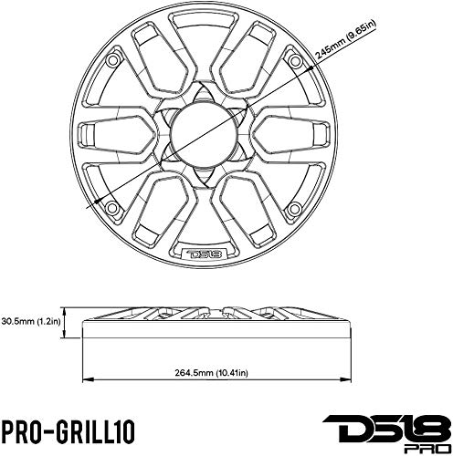 DS18 PRO-GRILL10/RD Universal 10-Inch Plastic Speaker Grill Cover - 2 Pack for Car Audio, Subwoofer Protection - Perfect for Vehicles, Boats, and Home Theater Systems