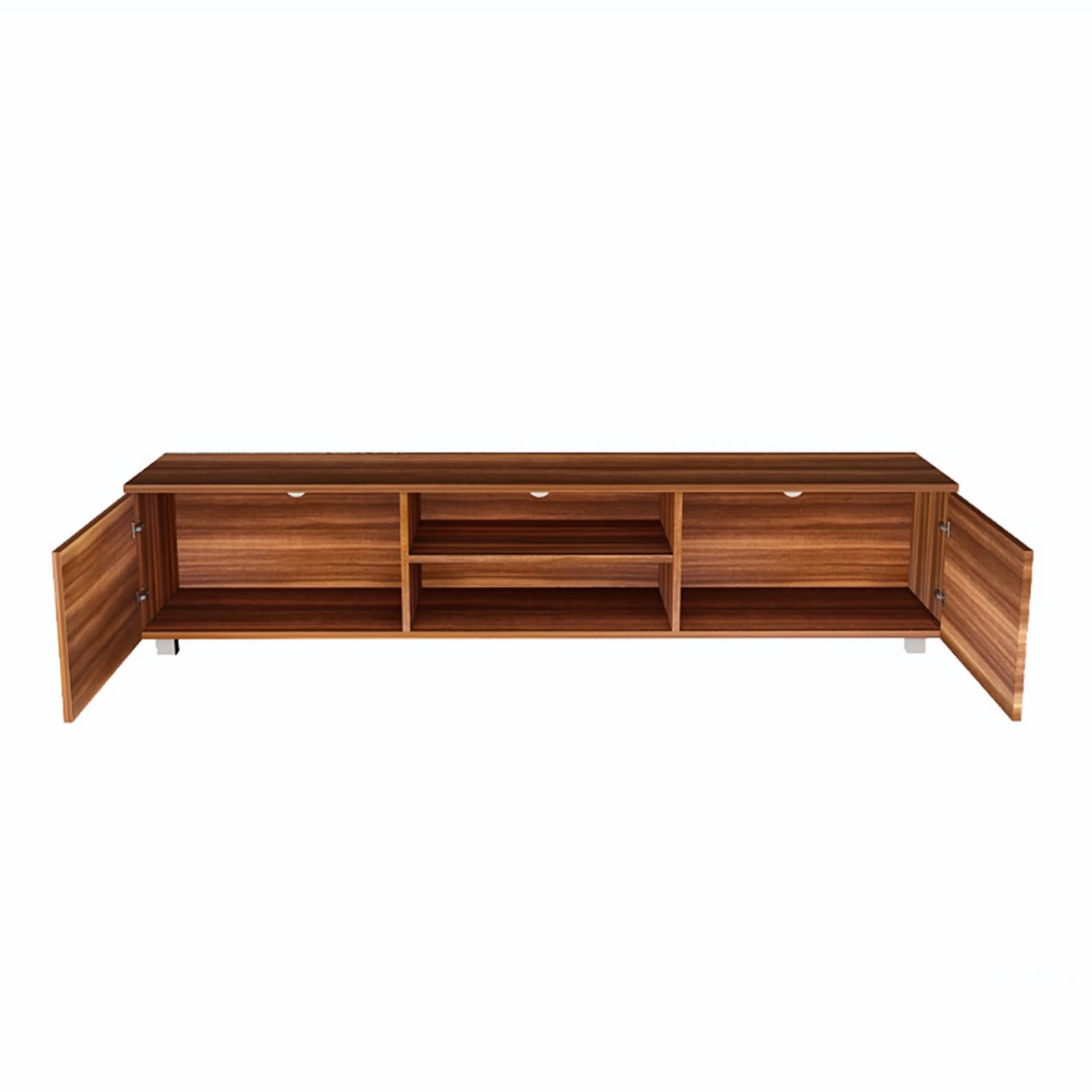80 Inch Walnut Wood TV Stand with 2 Large Storage Shelves - Entertainment Center Media Console for Living Room & Bedroom - Perfect for Home Theater Setup and Living Room Organization