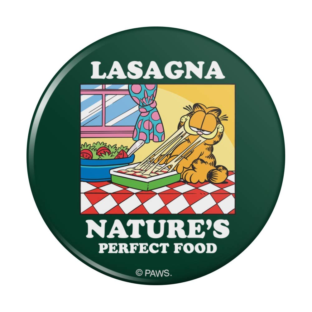 Garfield Lasagna Fridge Magnet - Funny Kitchen Refrigerator Decorative Button Magnet for Home & Office (Perfect Gift for Cat Lovers & Garfield Fans)