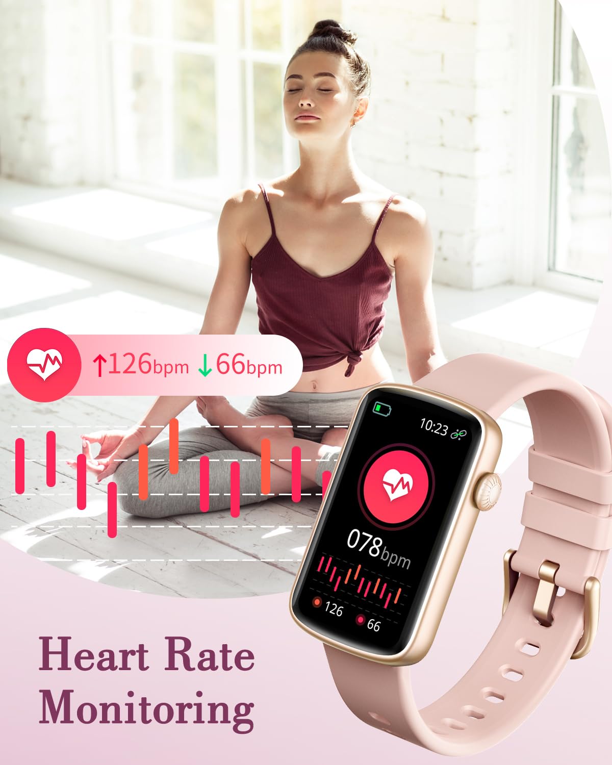 SHANG WING Smart Watch for Women - Fitness Tracker with Heart Rate Monitor, Blood Oxygen & Sleep Tracking, Pedometer, IP68 Waterproof, Compatible with Android & iOS - Perfect for Workouts, Running & Daily Activity Tracking
