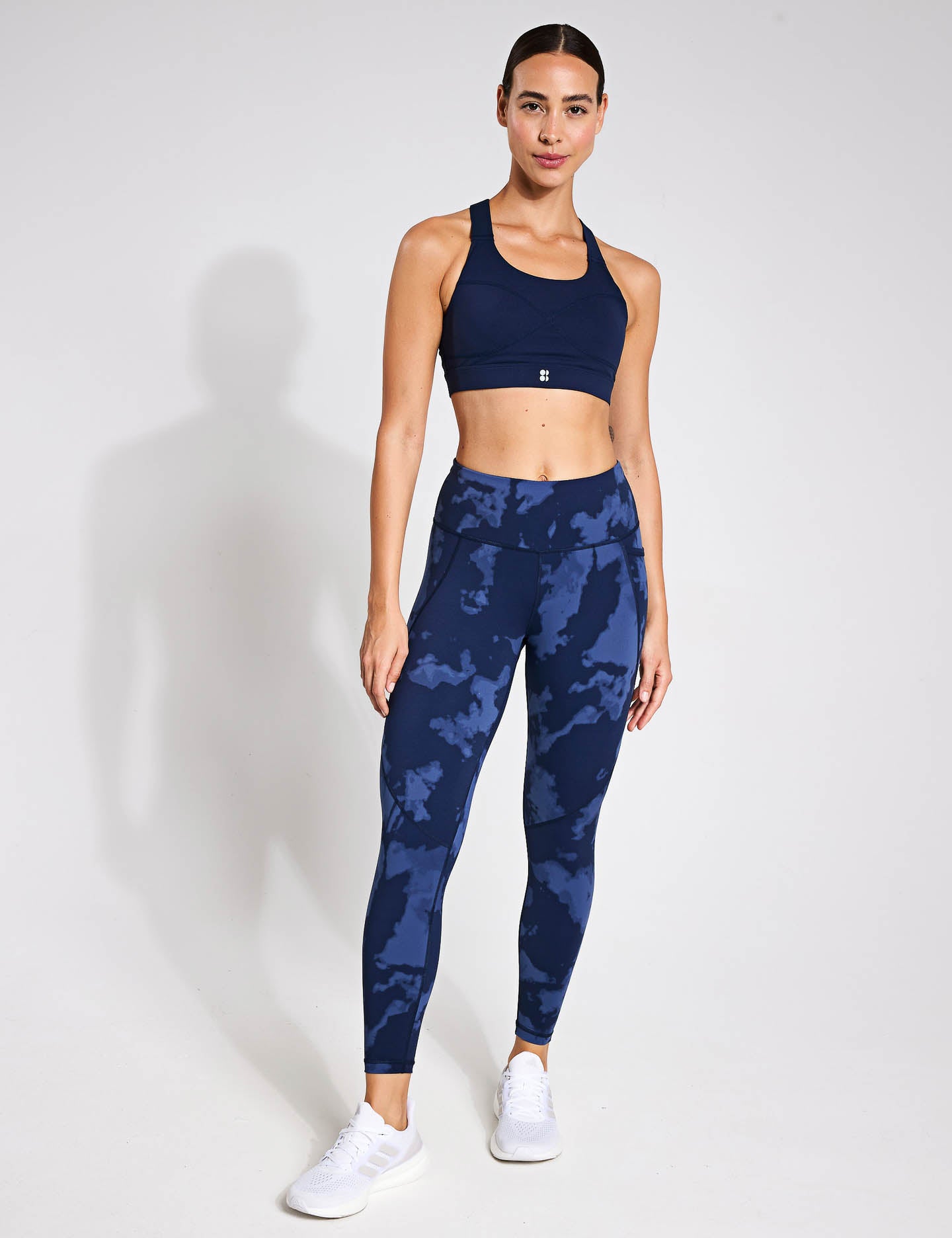 Power 7/8 Gym Leggings for Women - Blue Fade Print High Waist Workout Yoga Pants - Perfect for Running, Training & Fitness