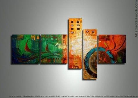 5 Piece Abstract Canvas Wall Art Set - Large Acrylic Painting for Modern Home & Office Decor - Perfect for Living Room, Bedroom or Dining Room