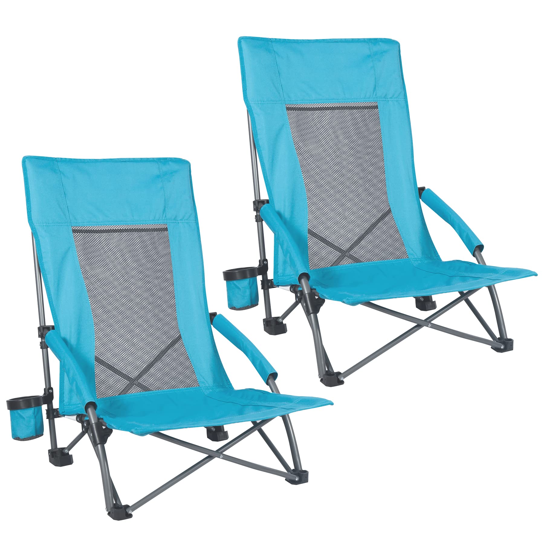 REDCAMP Folding Beach Chair High Back for Adults - Lightweight Portable Low Sand Chair for Camping, Lawn, Outdoor Travel - Navy/Blue/Black/Camo Options - Perfect for Beach, Concerts, Picnics & Backyard Relaxation