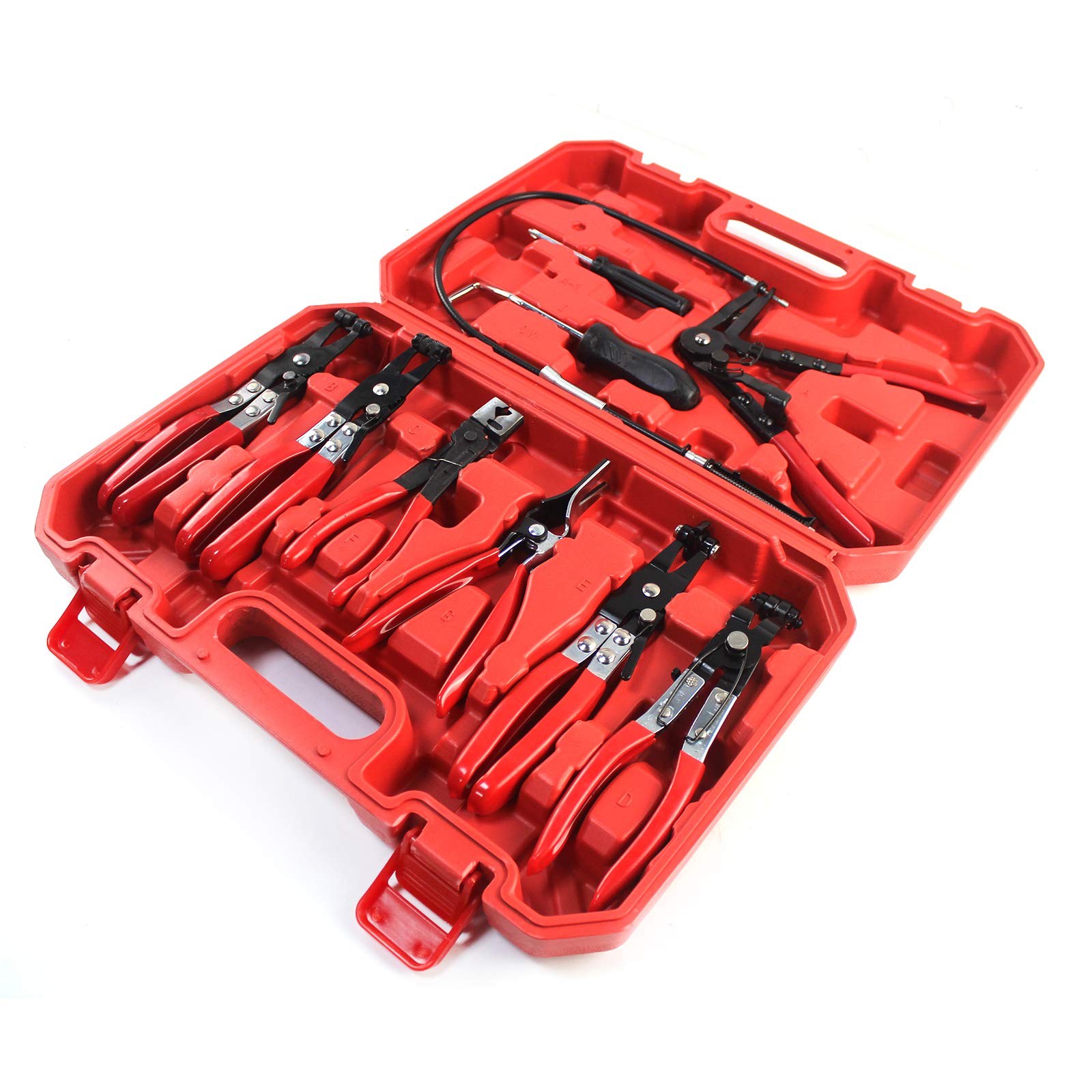 SINOCMP 9-Piece Long Reach Hose Clamp Pliers Set - Professional Fuel, Oil & Water Hose Clamp Tool Kit for Automotive Repair, Plumbing & Marine Applications - Perfect for Hose Replacement, Clamp Removal and Locking