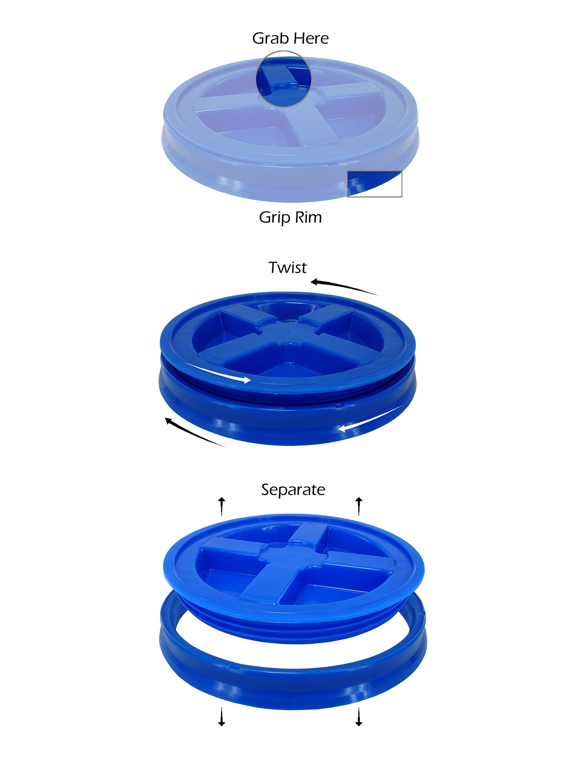 8-Pack White 2 Gallon Buckets with Gamma Seal Lids - Food Storage, Home Organization & Emergency Preparedness Supplies