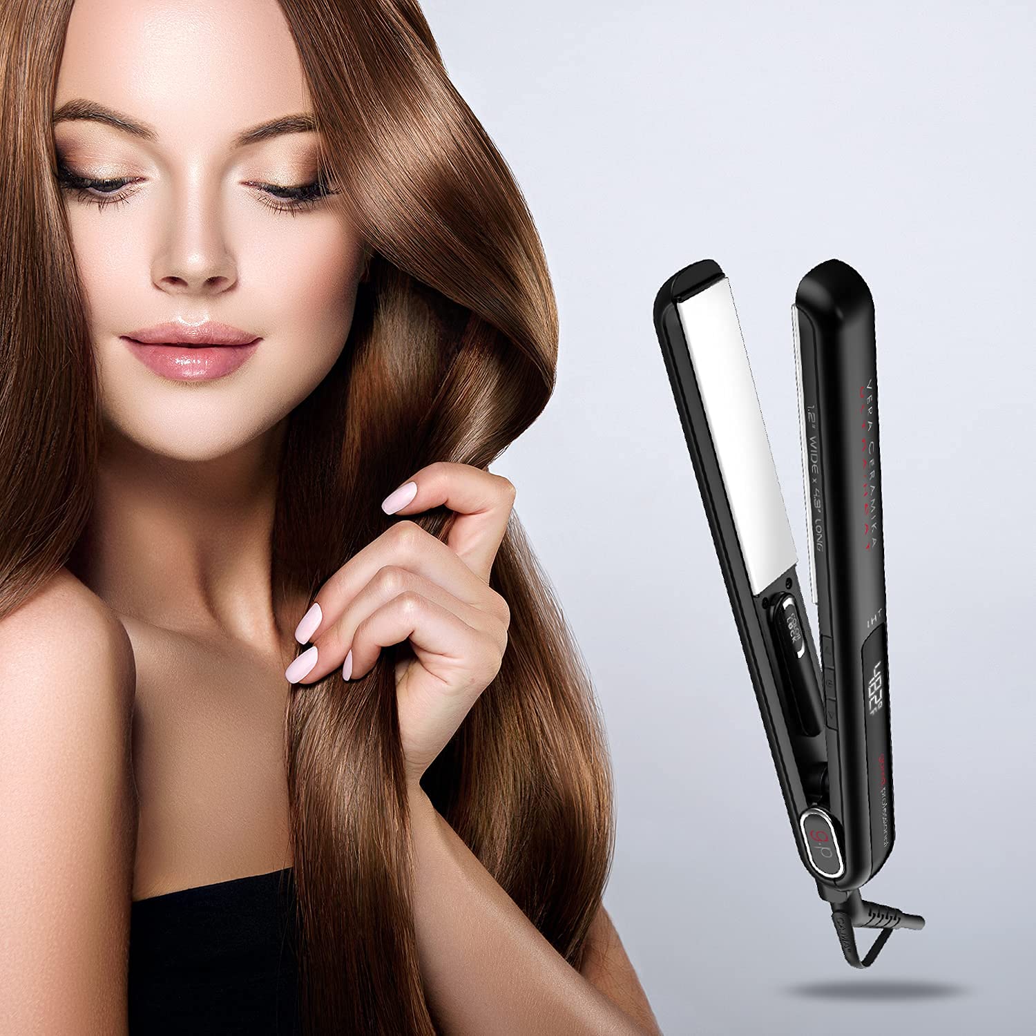 GA.MA ITALY PROFESSIONAL G-EVO 1.2 Inch Ceramic Flat Iron Hair Straightener - Salon Quality Styling for Smooth, Shiny Hair at Home or On The Go