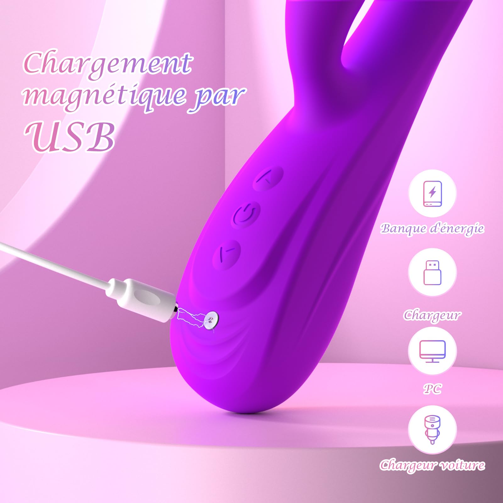Premium Rabbit Vibrator for Women - 3-in-1 Powerful Clitoral & G-Spot Stimulator with 7x7 Vibration Modes, Couples Sex Toy (Purple) - Perfect for Solo Play, Partner Intimacy & Spicing Up Your Bedroom Life