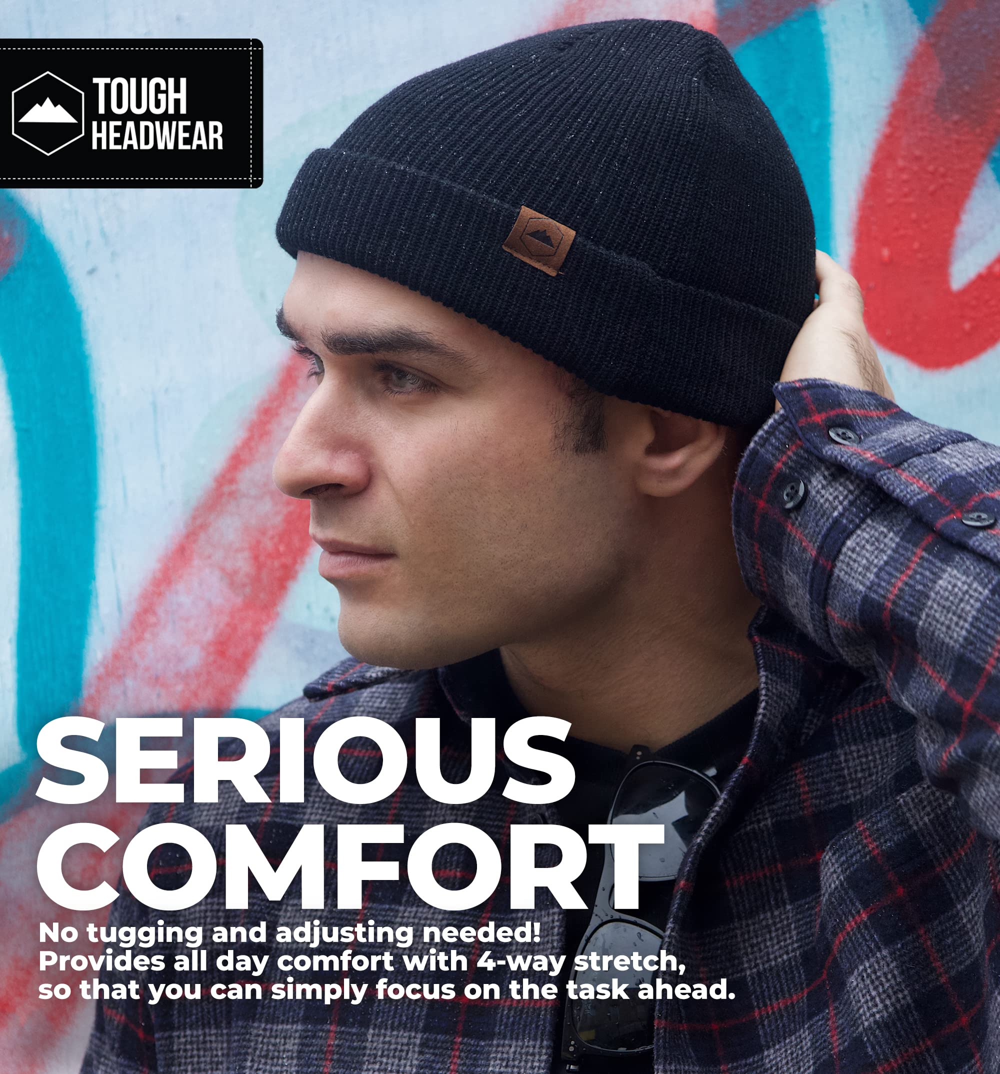 Tough Headwear Daily Knit Beanie - Warm Winter Hats for Men & Women - Cold Weather Knitted Cap for Outdoor Activities, Skiing & Snowboarding