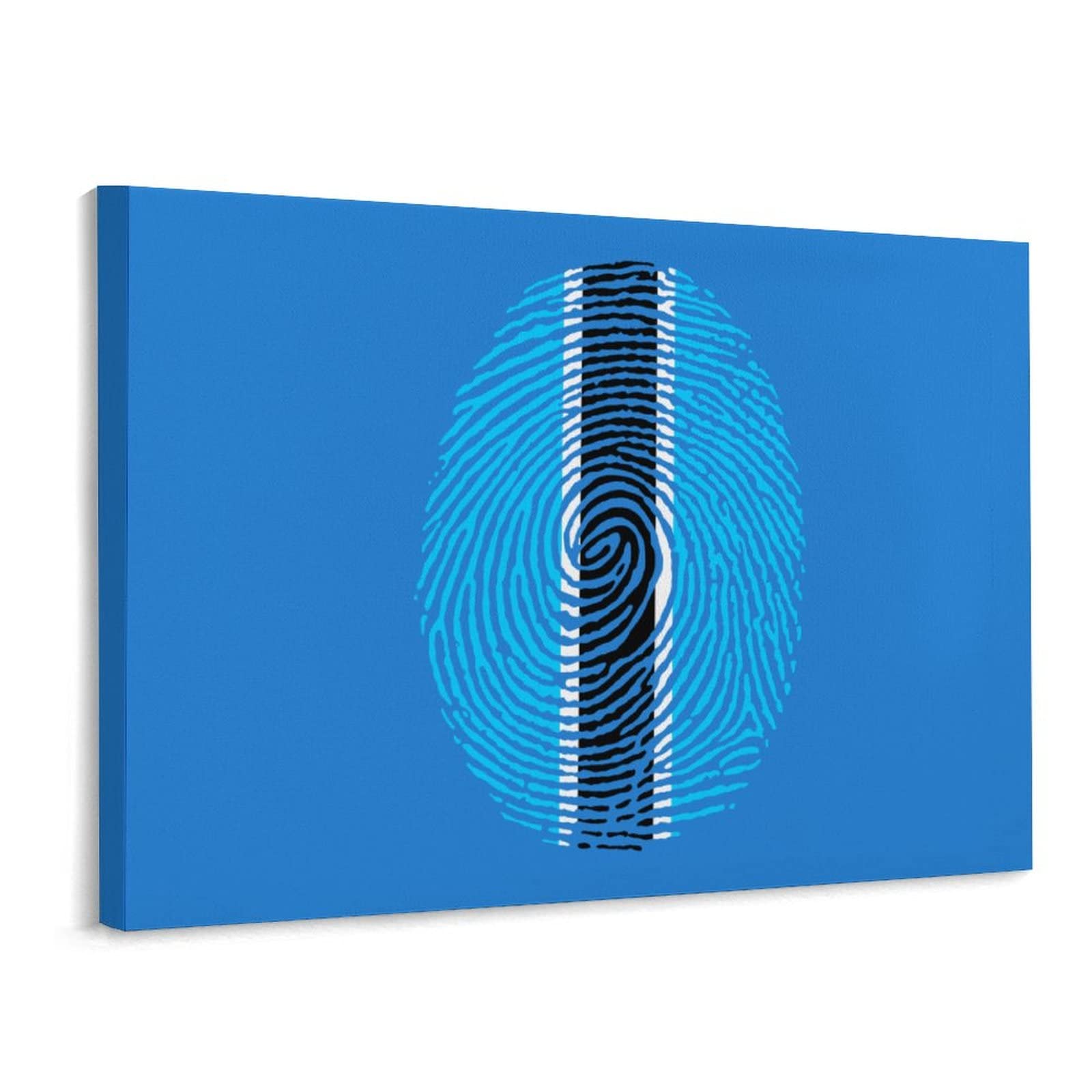 Botswana Flag Canvas Wall Art - Handmade Finger Painting Decor for Bathroom, Bedroom & Living Room - African Home Decor & Patriotic Gift Idea
