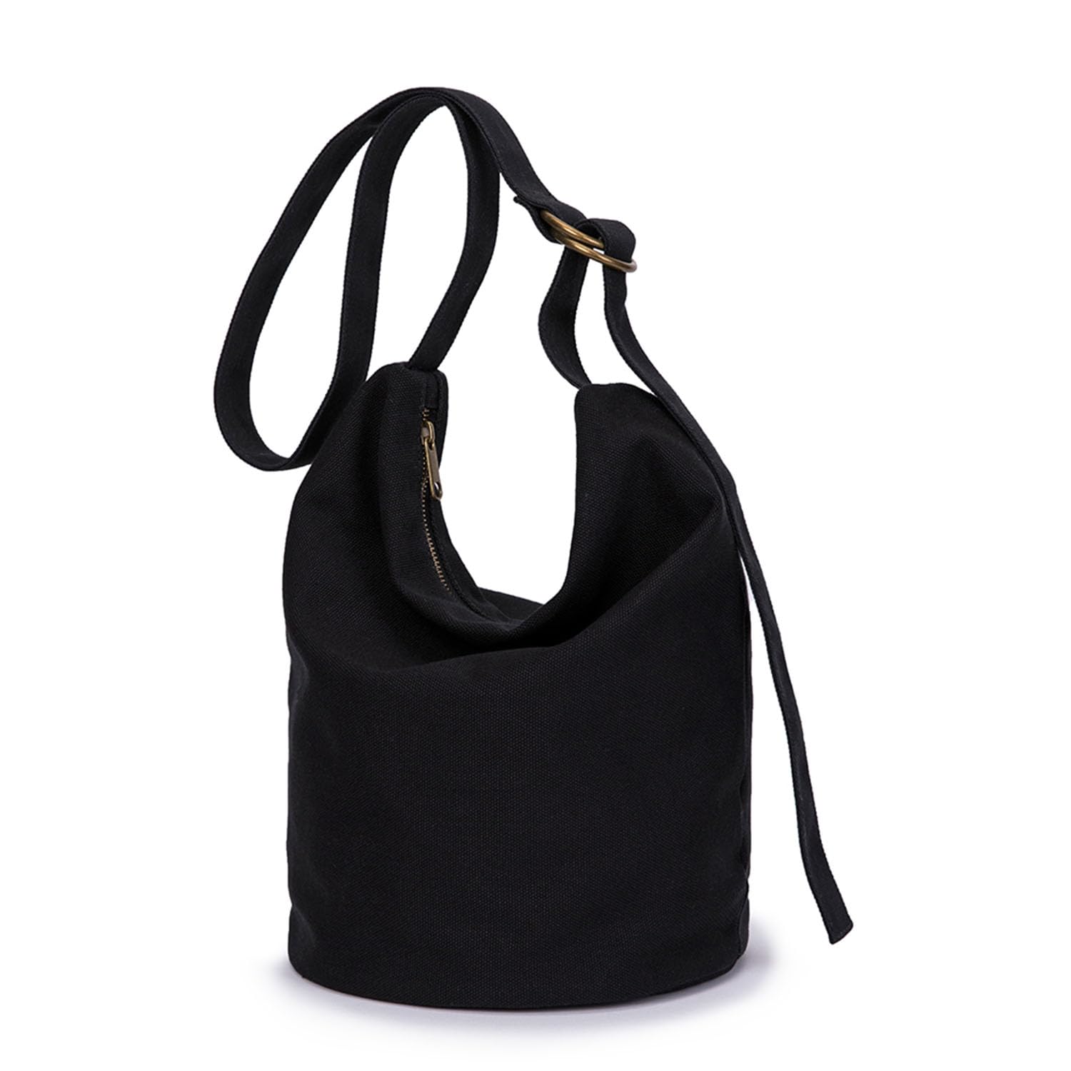 Lightweight Stylish Crossbody Bucket Bag with Round Bottom - Perfect for Travel, Shopping & Everyday Use (Black)