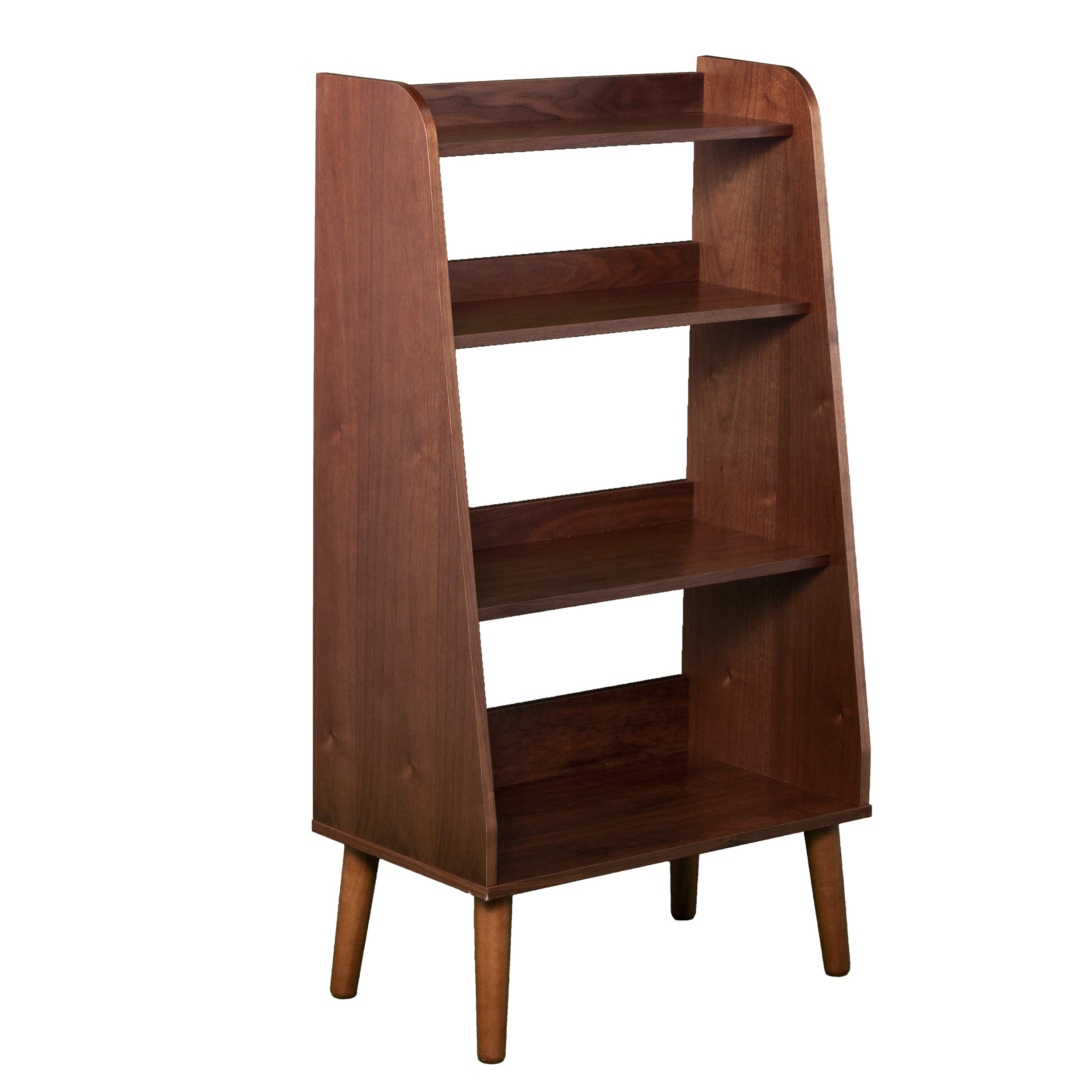 SEI Furniture Berritza Bookcase - Solid Walnut Wood Bookshelf for Living Room, Office & Study | Stylish Storage Solution for Books, Decor & Essentials