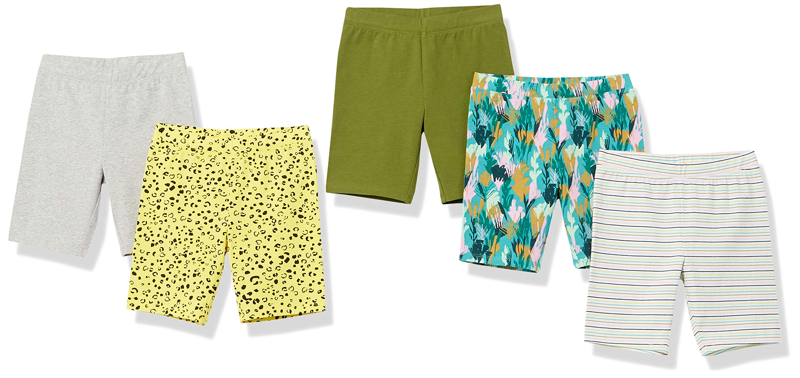 Amazon Essentials Girls' & Toddlers' Cartwheel Shorts Multipack - Soft Cotton Playwear for Active Kids - Perfect for Playdates, Daycare & Outdoor Adventures
