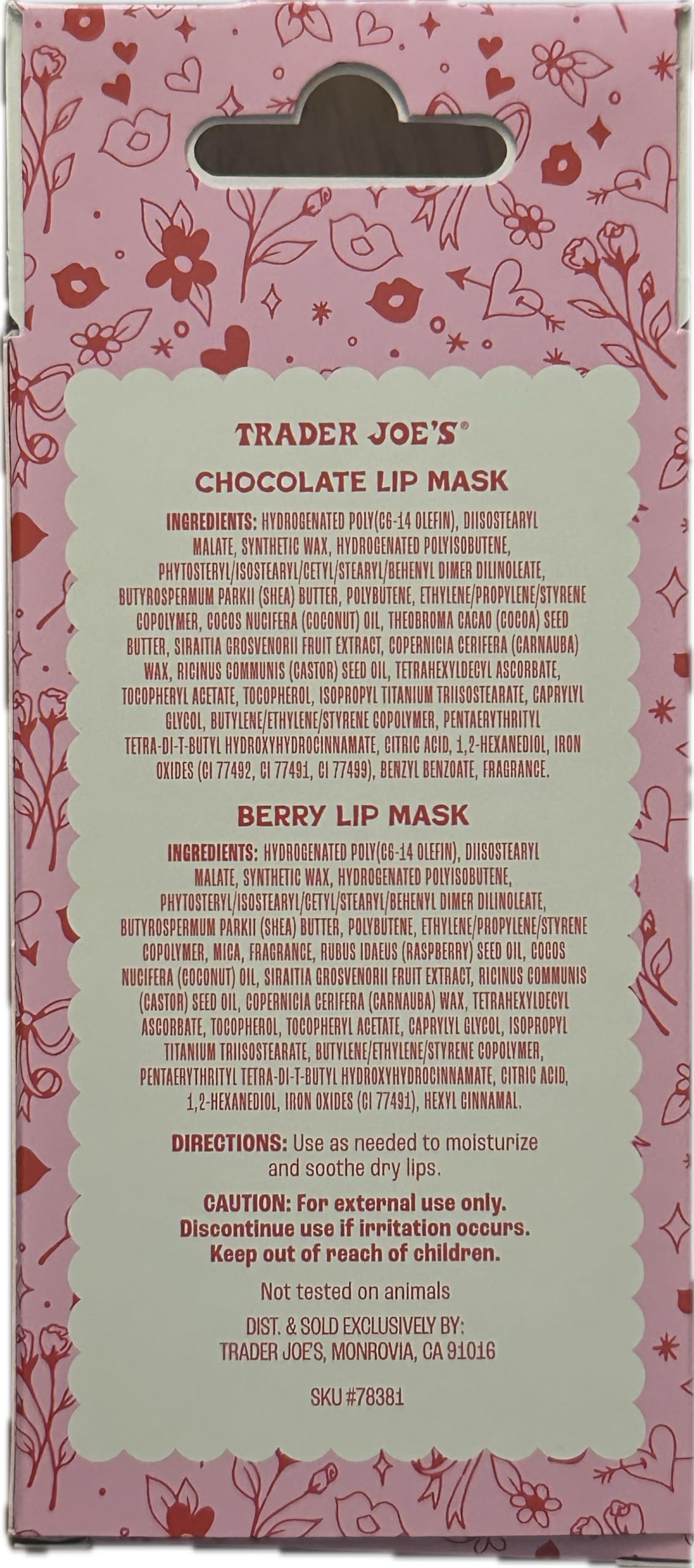 Trader Joe's Chocolate & Berry Lip Mask Duo - 0.35 oz Each - Hydrating Lip Care for Dry, Chapped Lips - Perfect for Nighttime Use and Winter Skincare
