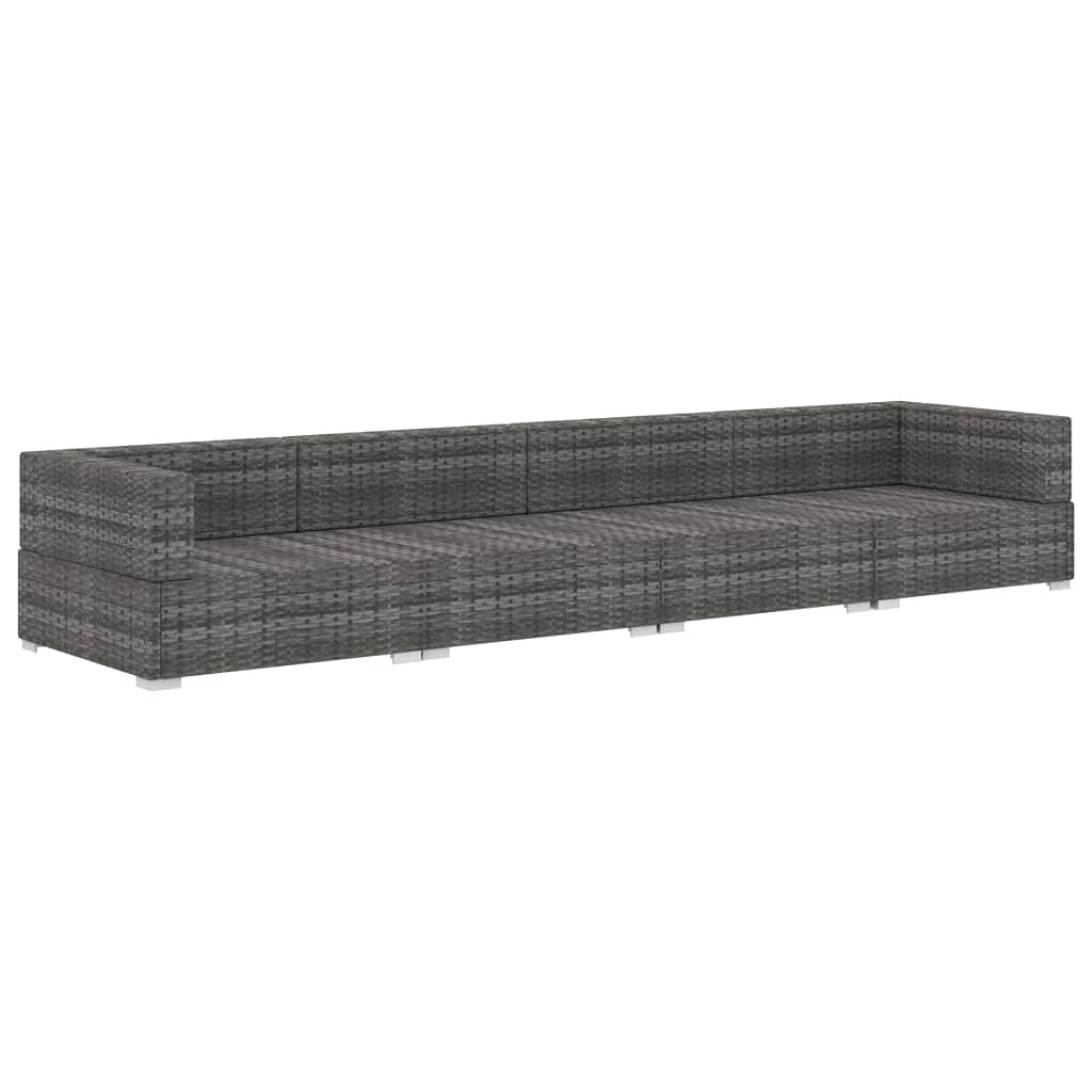 4-Piece Gray Poly Rattan Outdoor Patio Furniture Set with Cushions - Wicker Conversation Sofa & Chairs for Garden, Poolside, Balcony, Backyard, Porch (Indoor/Outdoor Use) - Perfect for Relaxing, Entertaining & Outdoor Gatherings