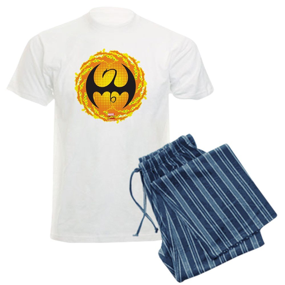 Marvel Iron Fist Logo Men's Lightweight Pajama Set - Soft Sleepwear for Superhero Fans | Perfect for Lounge Wear, Sleepovers & Comic Conventions
