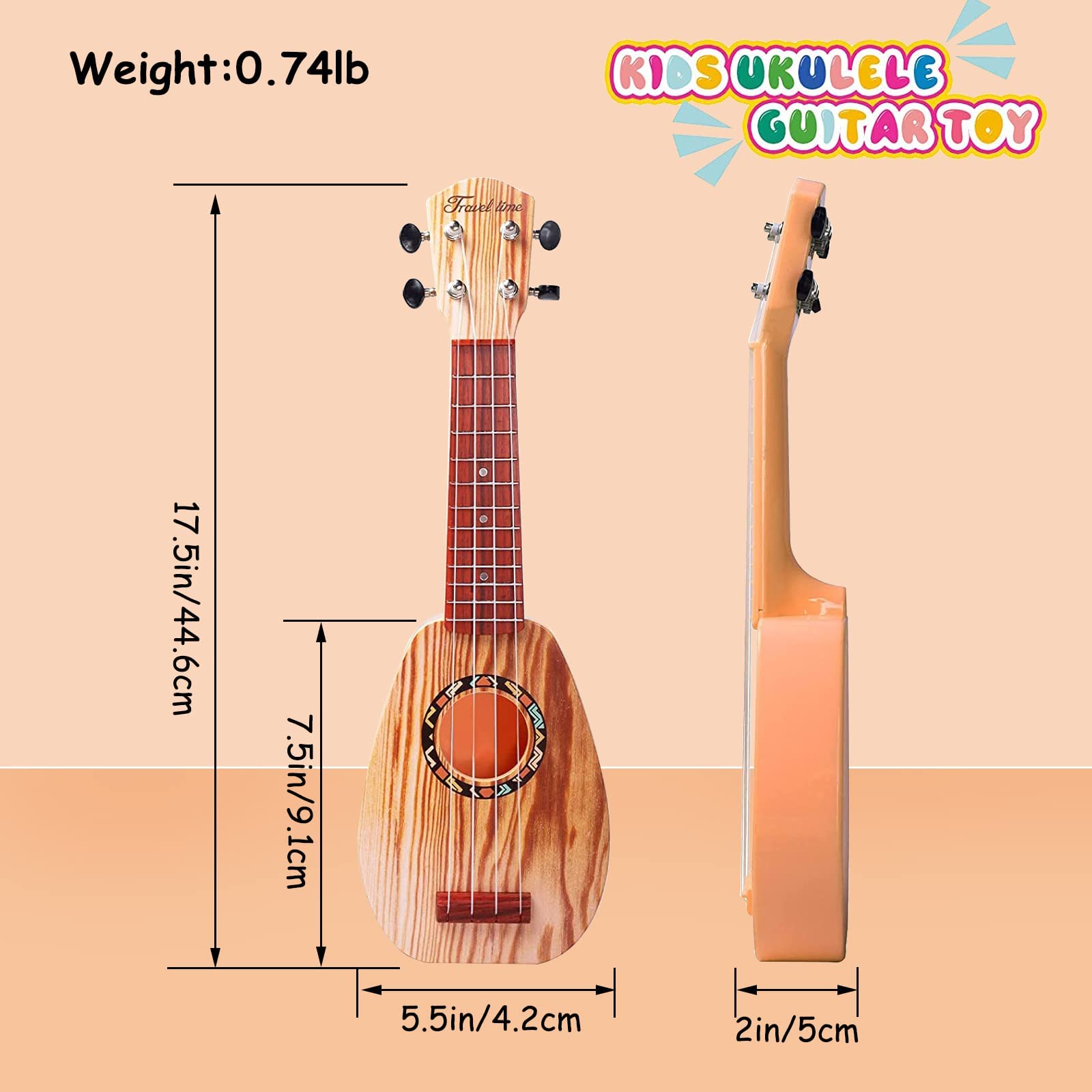**YOLOPLUS+ 17 Inch Kids Ukulele Toy – 4 String Mini Guitar for Toddlers & Beginners | Educational Musical Instrument with Anti-Impact Design, Includes Picks, Strap & Tutorial – Perfect for Learning, Gifts & Home Play**