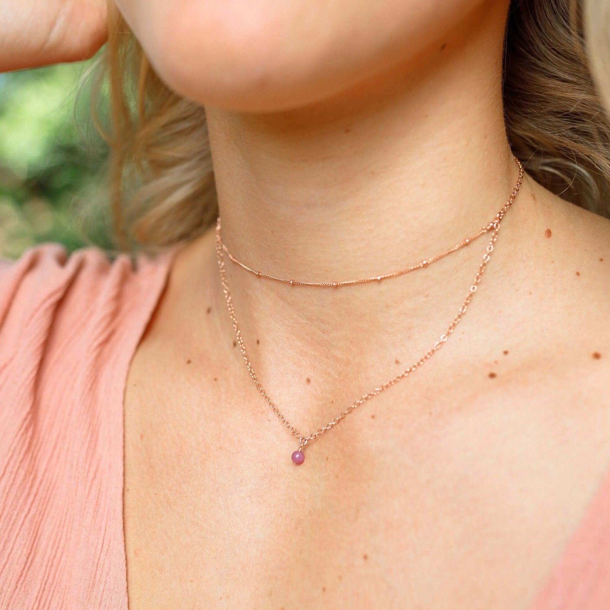 Ruby Gemstone Layered Choker Necklace - Elegant Dainty Gold Chain Jewelry for Women | Perfect for Valentine's Day Gifts, Date Nights & Special Occasions