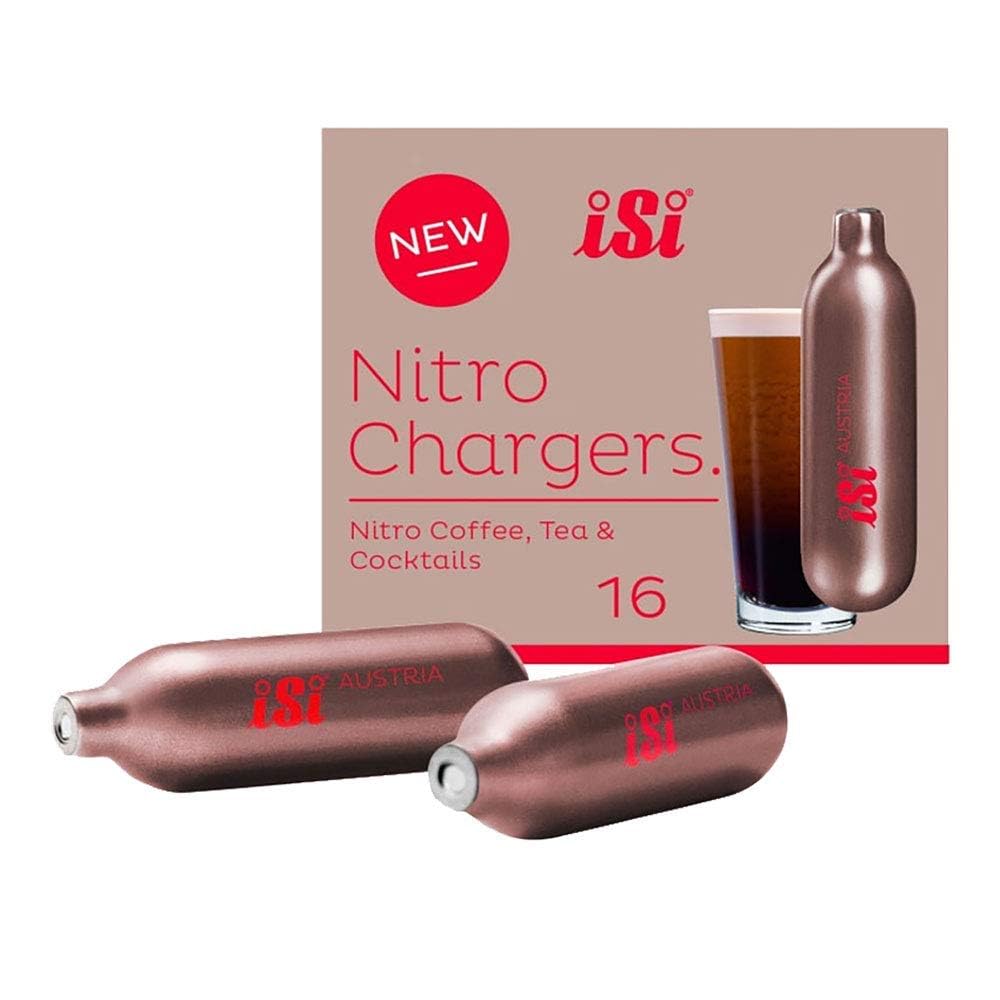 iSi 1 Quart Nitro Whip Cream Charger Dispenser - Case of 16 (Stainless Steel, Dishwasher Safe) - Perfect for Nitro Cold Brew Coffee, Cocktails & Desserts - Home Bar, Coffee Shop & Restaurant Use