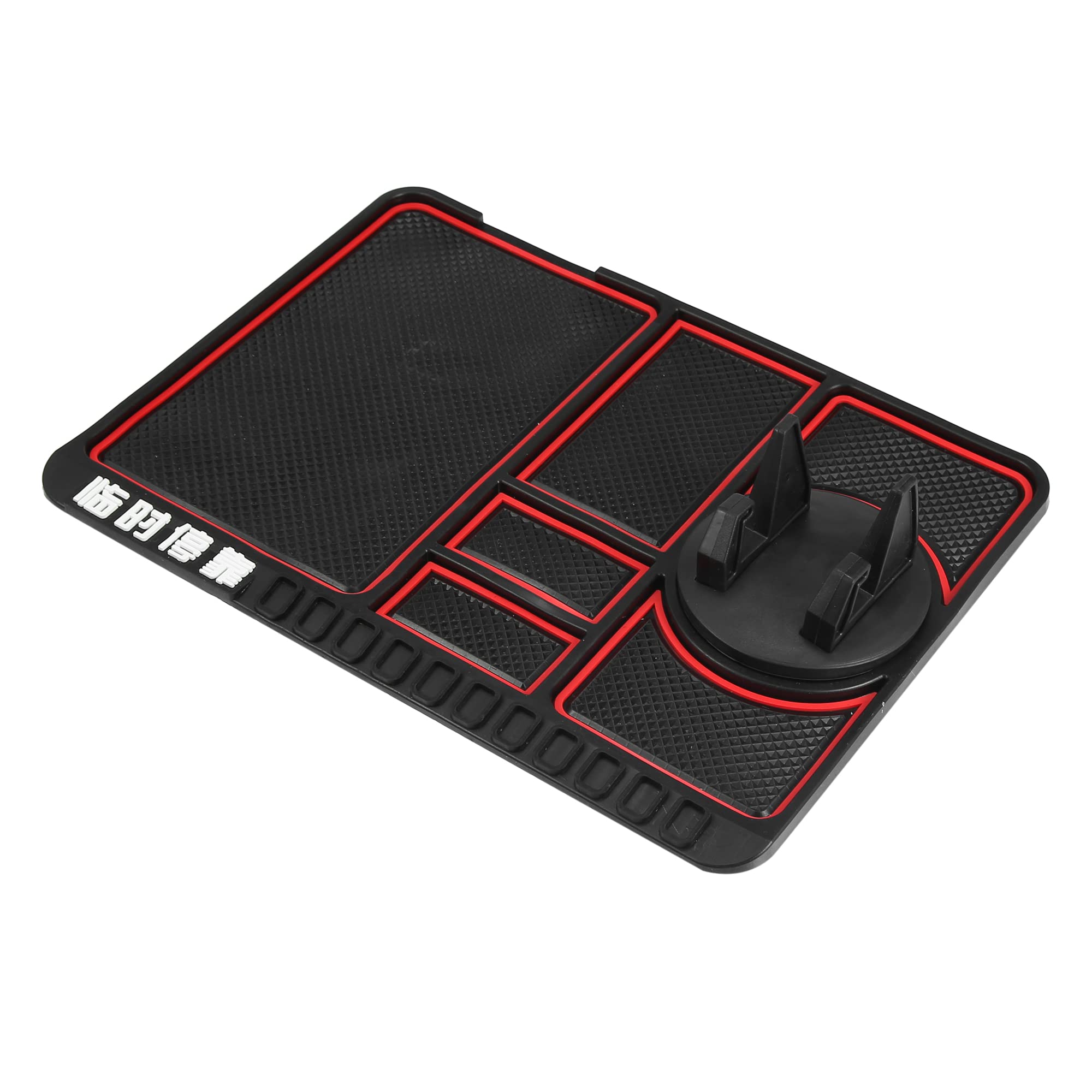 X AUTOHAUX Non-Slip Car Dashboard Mat - Anti-Slip Phone Holder Pad for Keys & Accessories (Red/Black) | Universal Fit for Most Vehicles | Perfect for Road Trips & Daily Commuting