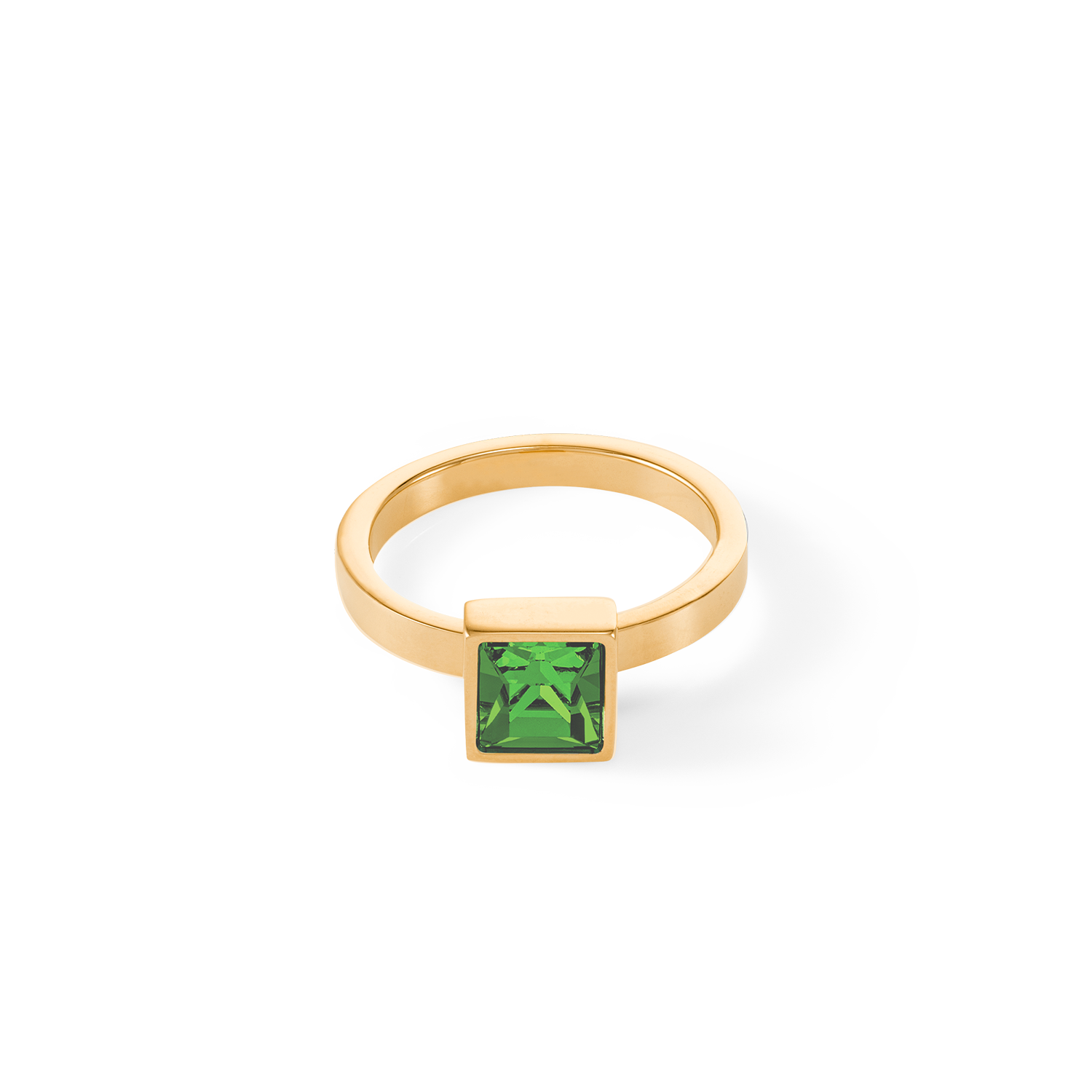Elegant Square Big Ring in Gold and Green - Perfect for Parties, Weddings, and Special Occasions