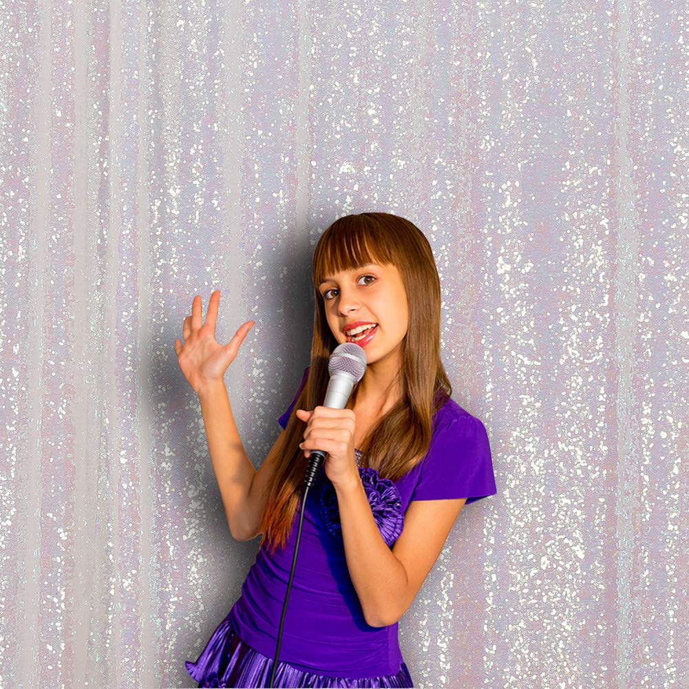 10x10FT Iridescent Sequin Backdrop - Sparkly Wedding Party Decor Curtain