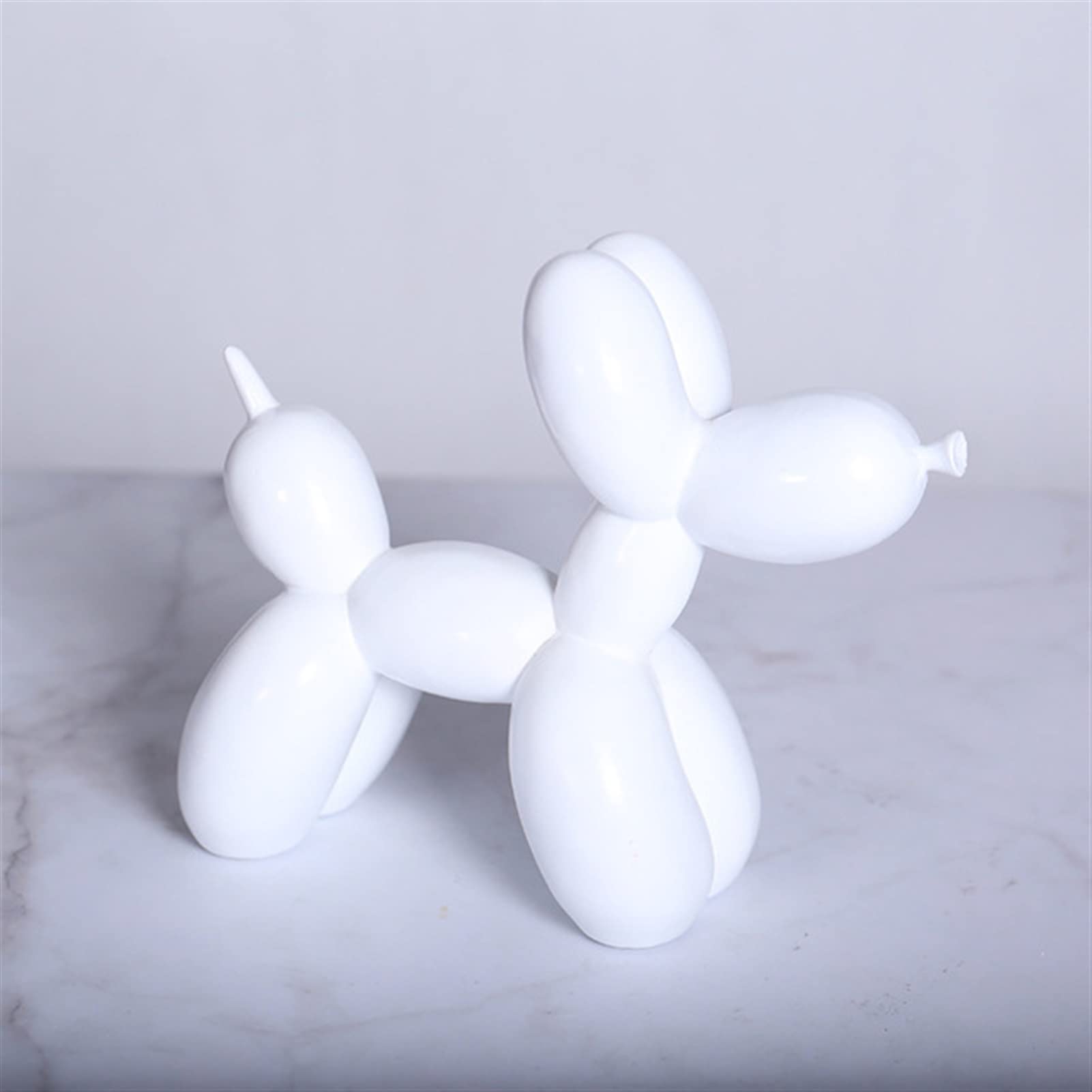 HMENJI White Balloon Dog Statue - Modern Resin Animal Sculpture for Home Decor, Cute Desktop Ornament for Living Room, Bedroom & TV Cabinet - Perfect Gift for Dog Lovers & Housewarming