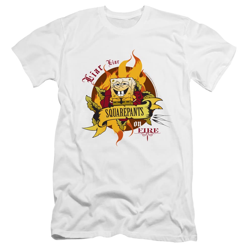 LOGOVISION Spongebob Liar Liar Pants On Fire Unisex Adult Graphic T-Shirt - Soft Cotton Canvas Tee for Casual Wear, Cosplay & Cartoon Lovers