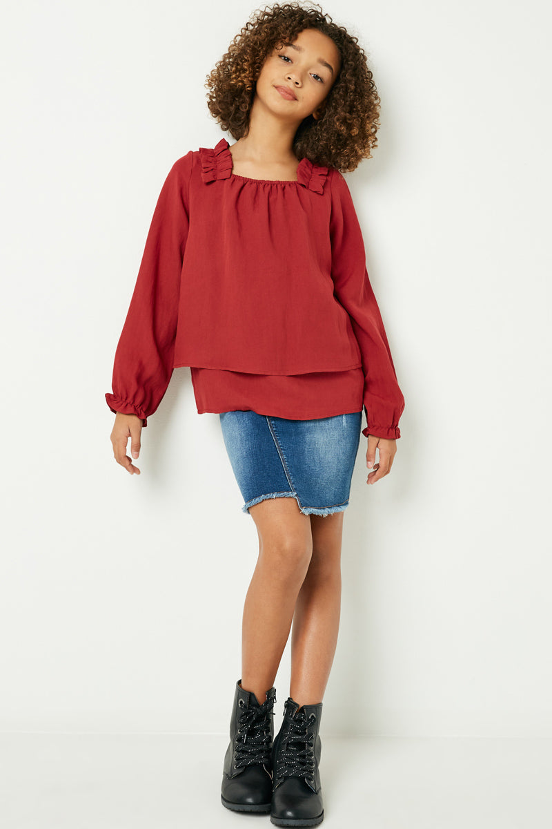 Stylish Tiered Long Sleeve Blouse for Women - Trendy Layered Tunic Top for Fall & Winter - Perfect for Office, Date Night & Casual Outings
