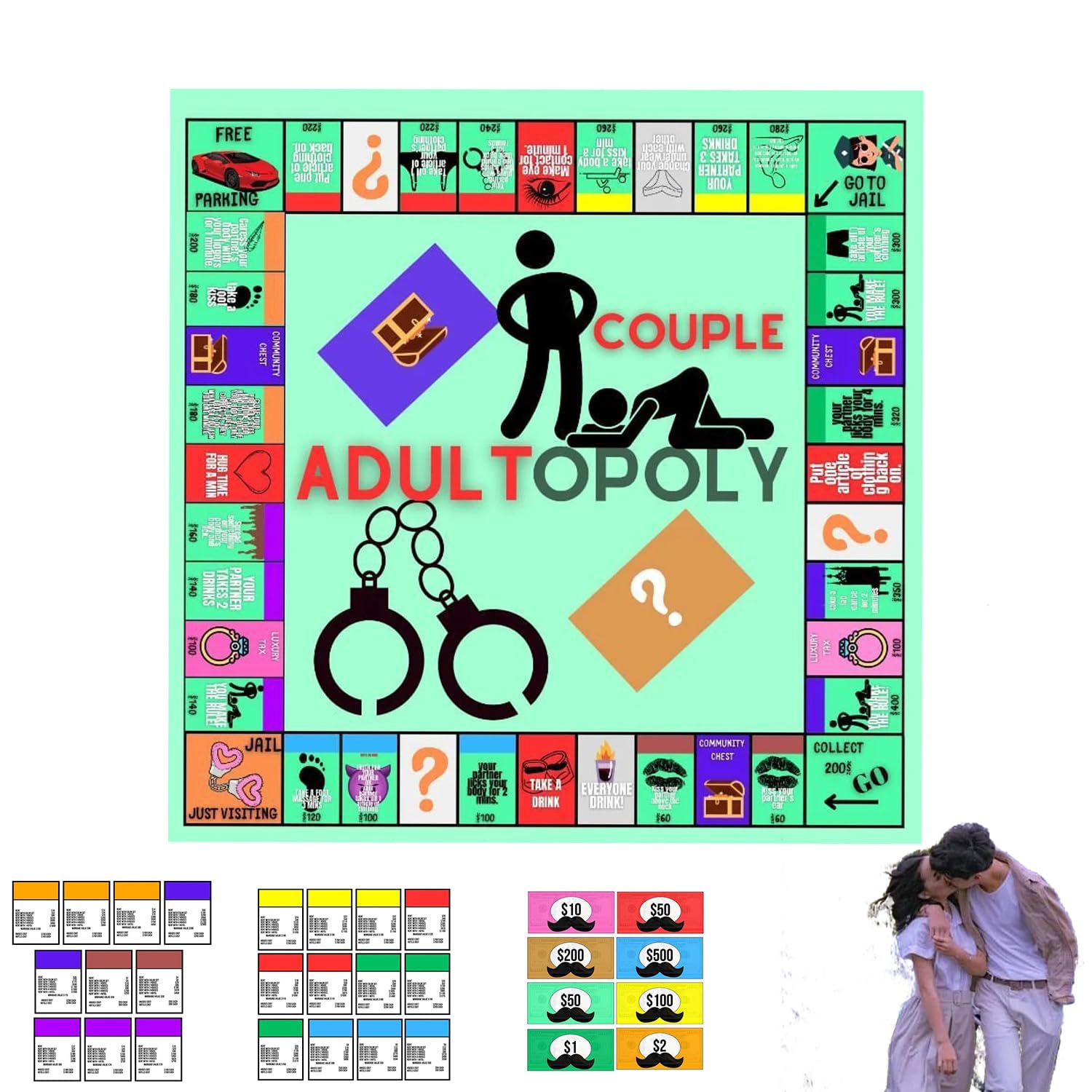 Adultopoly Board Game - French Edition for Couples, Fun & Spicy Date Night Card Game for Adults - Perfect for Romantic Evenings & Game Nights
