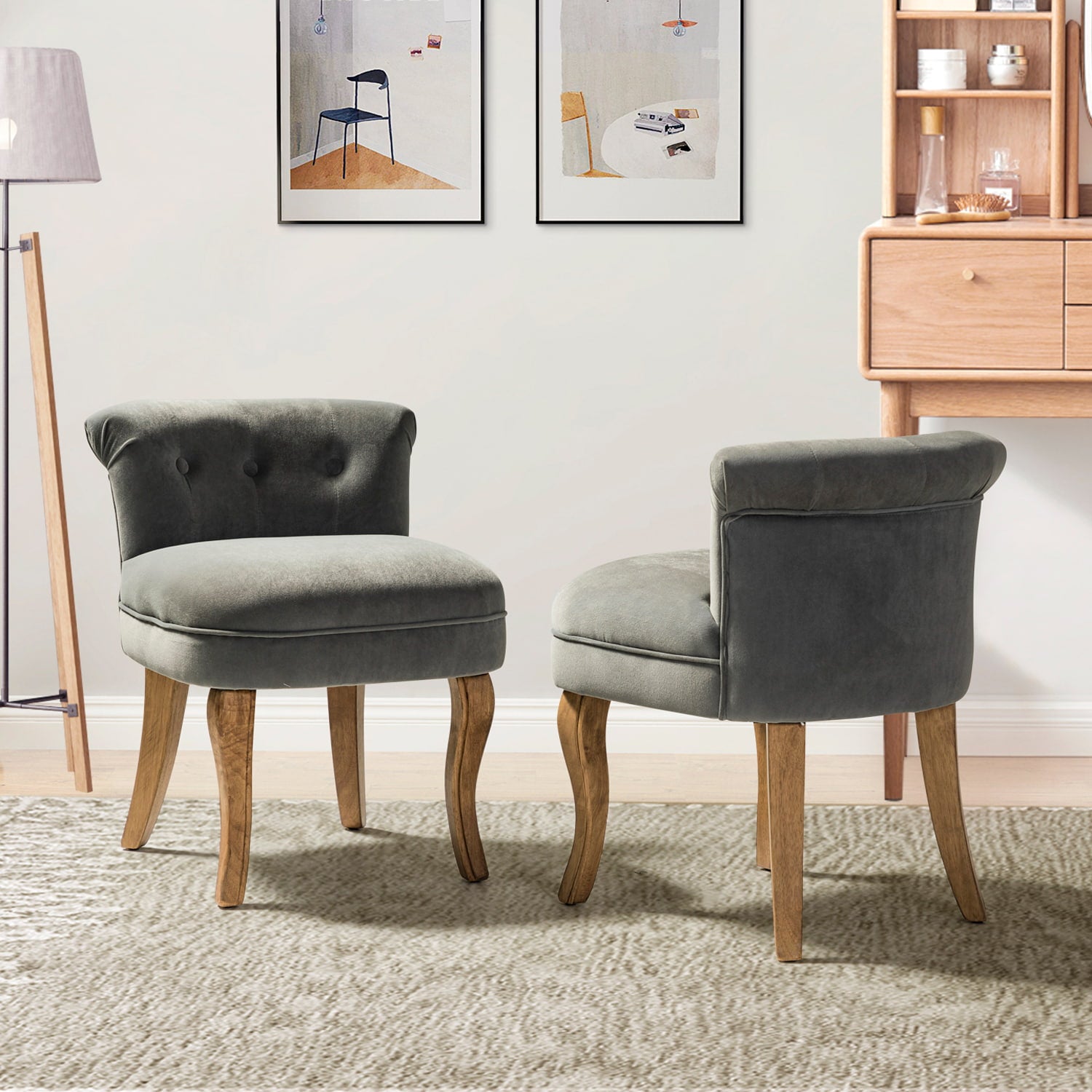 Moises Velvet Vanity Stool with Optional Types - Elegant Makeup Stool for Dressing Table, Bedroom & Bathroom