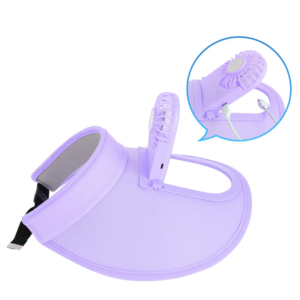 USB Rechargeable Sun Visor Hat with Cooling Fan - UPF50+ Wide Brim Sun Protection Hat for Women & Men - Perfect for Beach, Golf, Hiking and Outdoor Activities