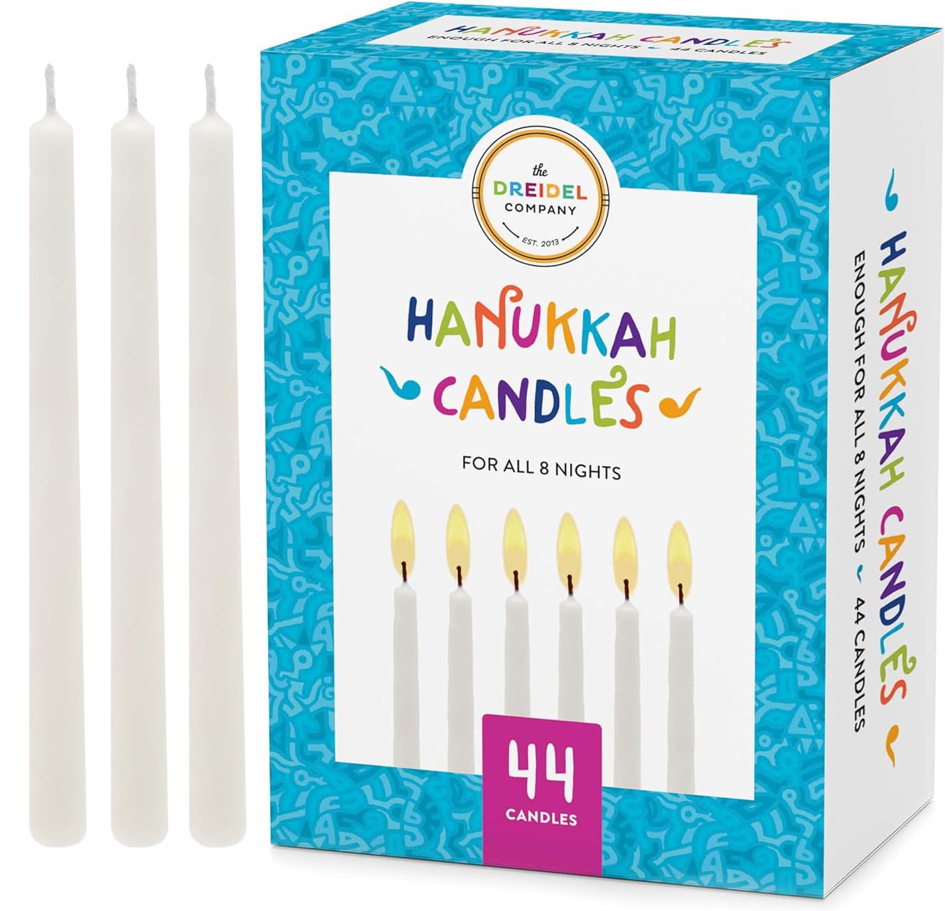 44 White Hanukkah Candles for Menorah - 40 Pack Premium Kosher Candles for All 8 Nights of Chanukah | Perfect for Jewish Holiday Celebrations, Home Decor & Gift Giving