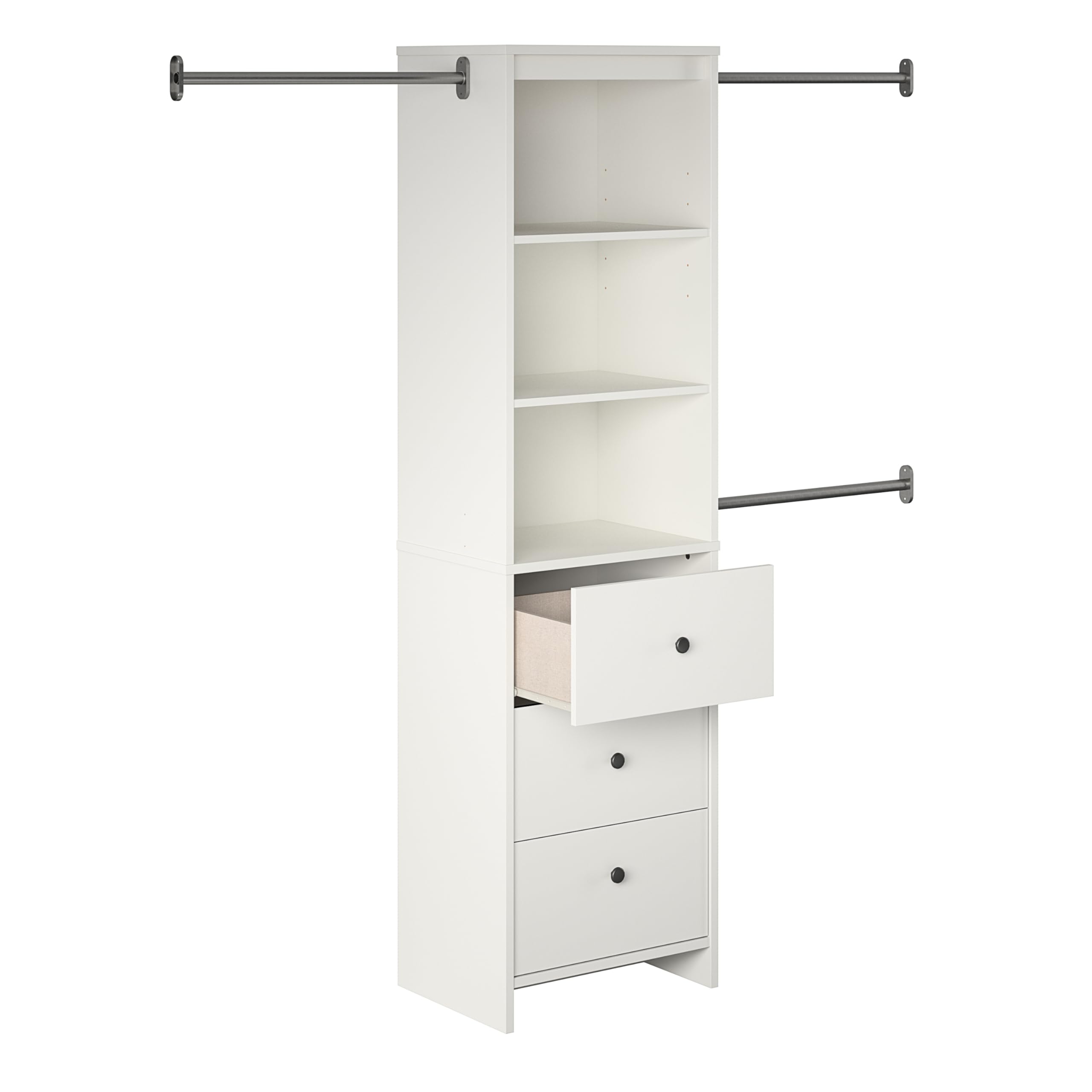 Systembuild Beckett White Closet Storage Organizer - Space-Saving Wardrobe & Closet Organization Solution for Bedrooms, Walk-In Closets & Small Spaces