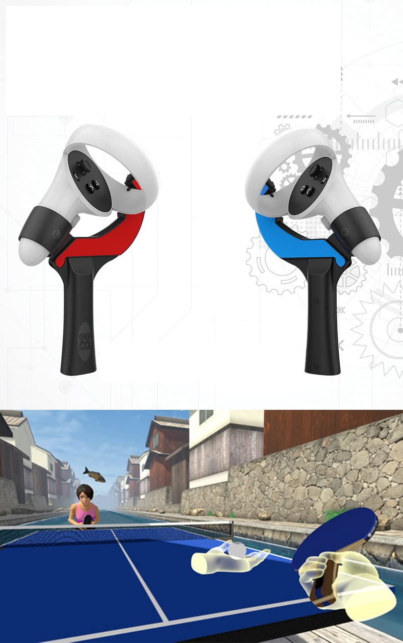 Aokicase VR Controller Handle for Oculus Quest 2 - Table Tennis Racket Grip, VR Golf Club Attachment, First Person Tennis Accessories - Enhance Your VR Gaming Experience