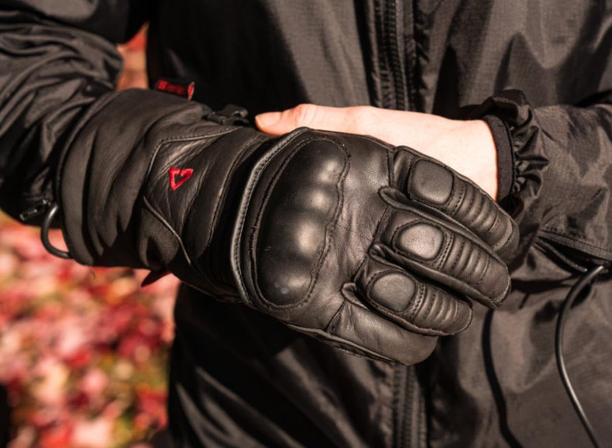 Gerbing 12V Vanguard Heated Motorcycle Gloves - Premium Leather with AQUATEX Waterproof Membrane, Full Gauntlet Design & Thinsulate Insulation for Cold Weather Riding - Ideal for Winter Motorcycle Tours, Commuting & Adventure Biking